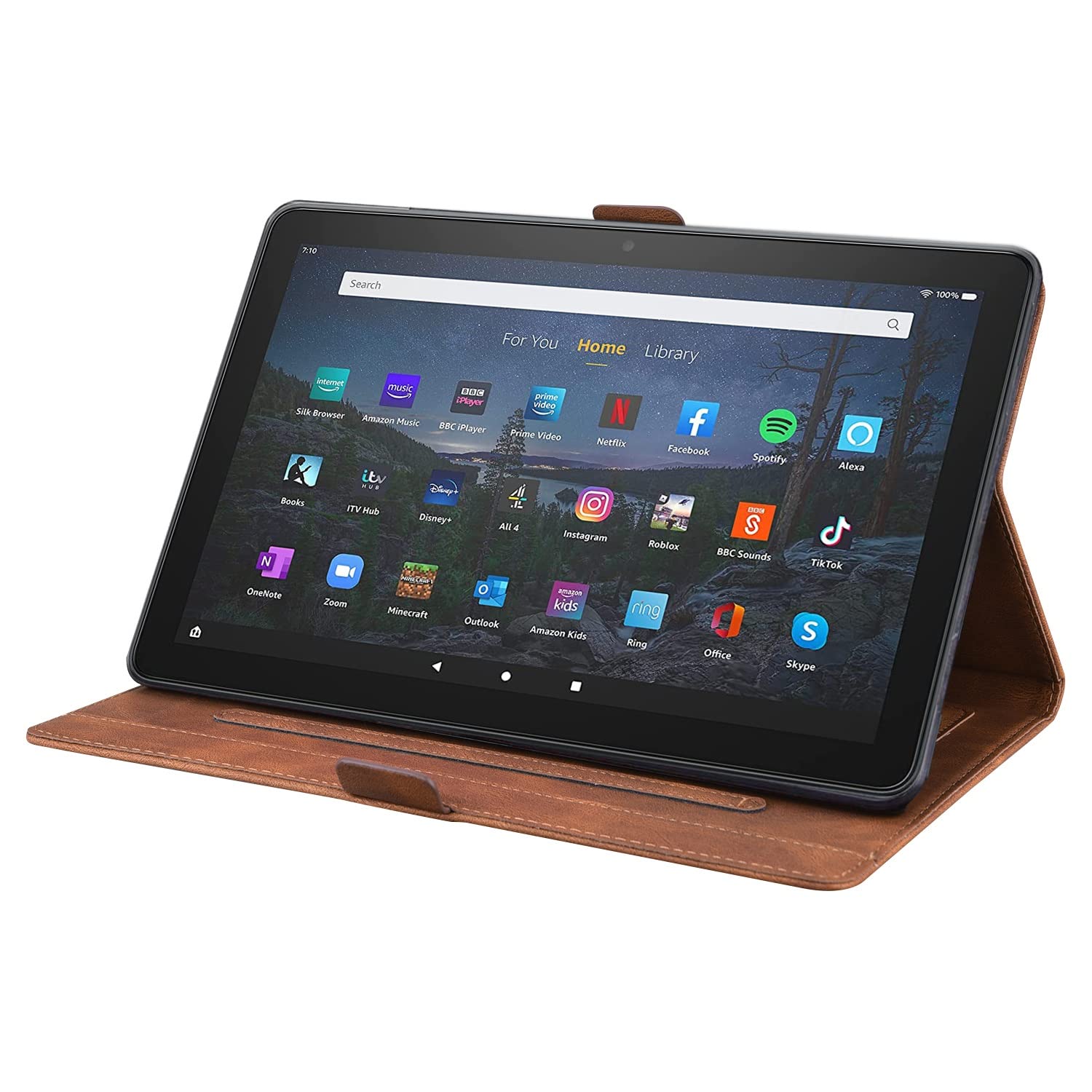 Podróż na tablecie Dla Kindle Fire HD 8. Tablet 2018/2017/2016 Case / 7. 6. Motyl wytłoczony stojak składany pokrywa ochronna Pu Skórzana klapka Slot PC. Sprawa(Kahverengi)