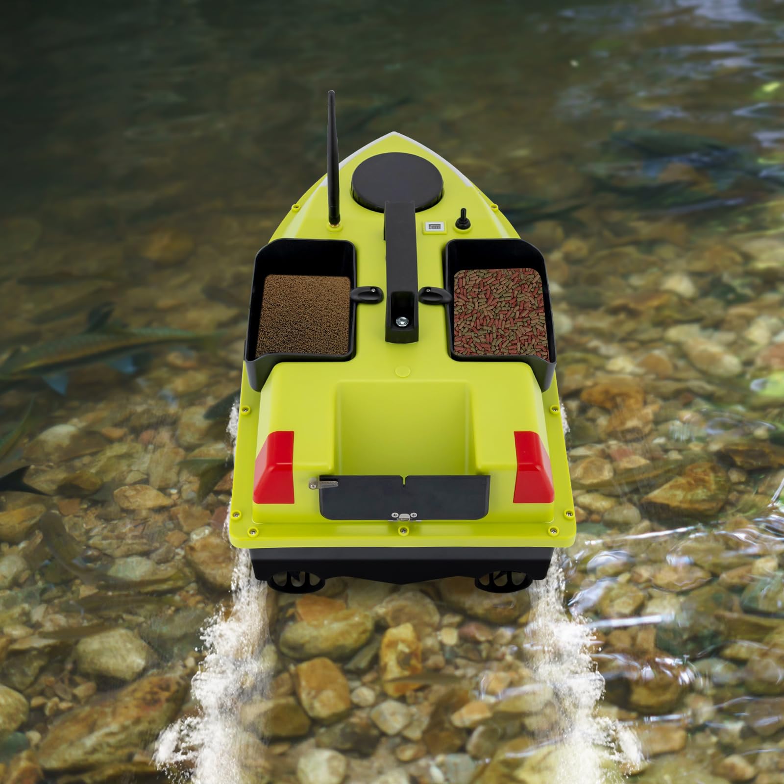 Angelköder Boot, RC Angeln Köder Boot, 500M Futterboot, mit Echolot und GPS, Lichtbalken, 99 Positionierungspunkte, 2kg Belastbarkeit, für Angler Camping und Gewässer