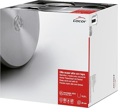 Lacor Basic High Pot, Stainless Steel, Silver, 28 cm