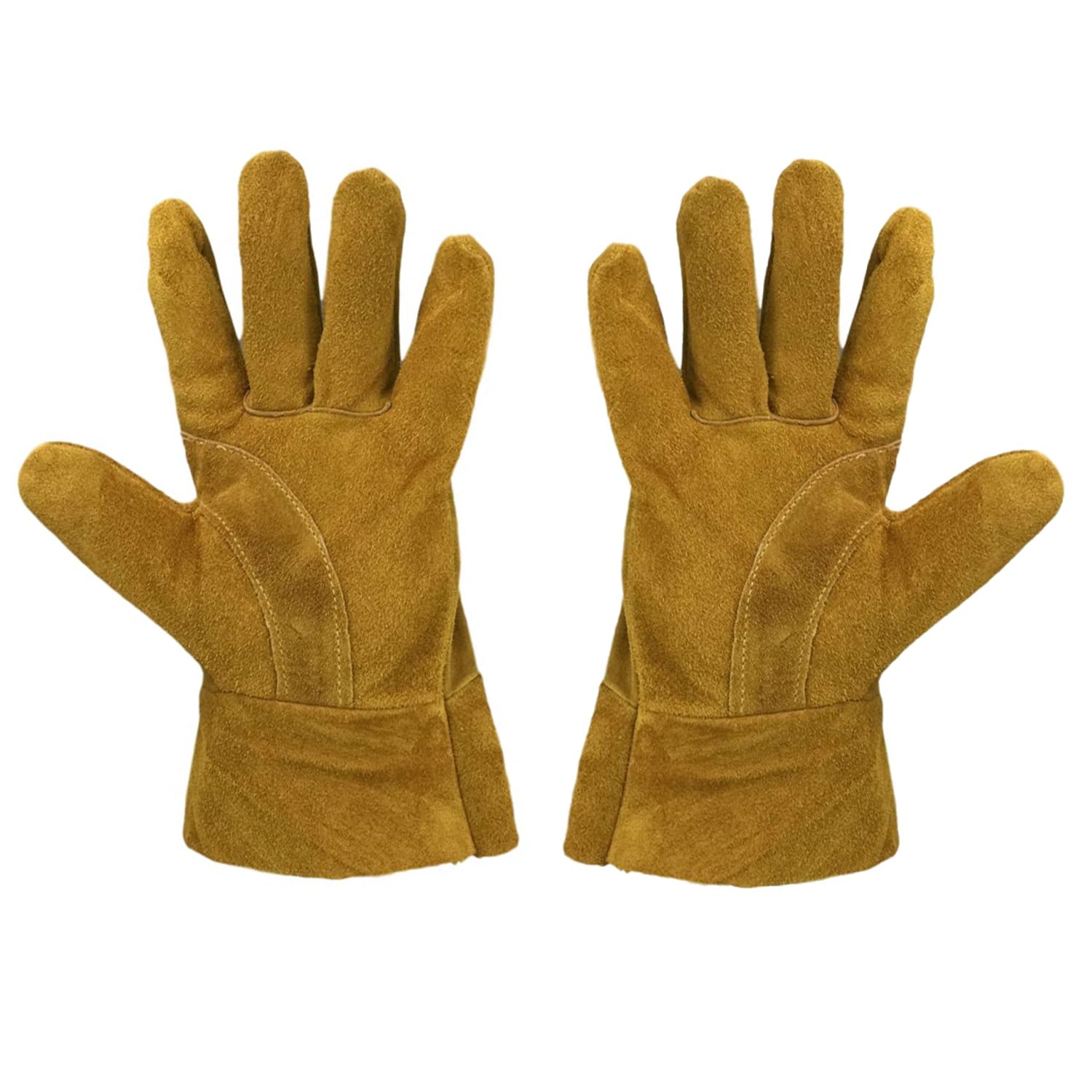 HomeCheer Leather Welding Gloves HC121, Premium Hand Protection from Welder and Cutting Torch Heat, Commercial Quality, Gauntlet Cuff, Unisex, One Size, Camel Brown