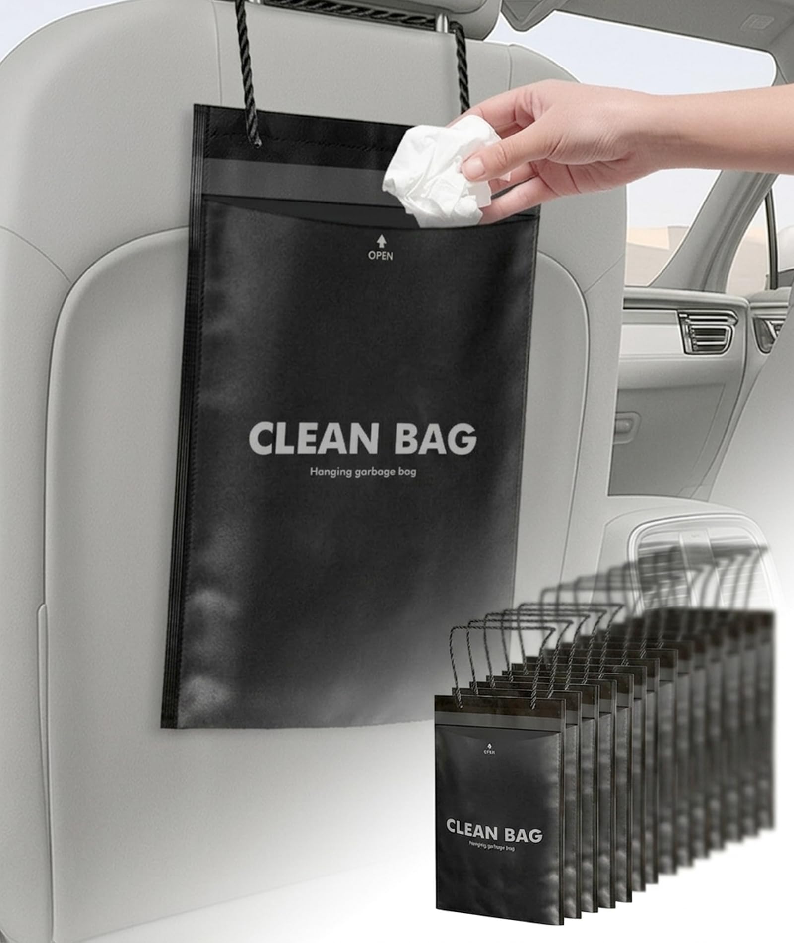 50 Count Car Dust Bins - Hanging & Stick-On Car Storage Bags, Leak-Proof & Smell-Proof Trash Can, Car Interior Accessories for Women Men-image-46