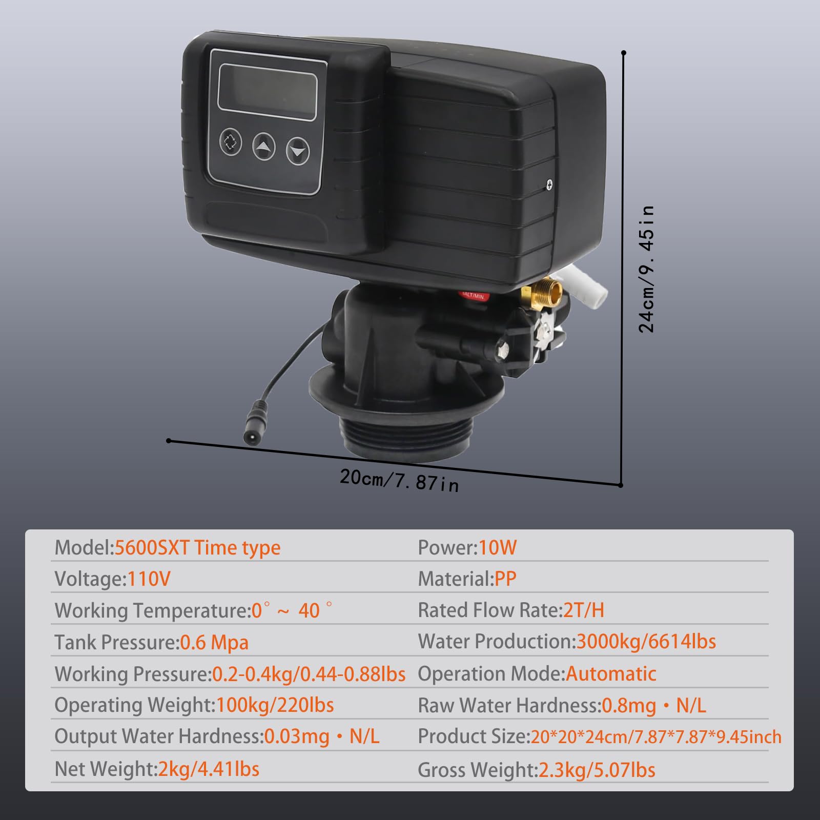 DEVALLEY 5600SXT Water Softener Valve,Time Type Digital Control Valve,Timer Valve Water Softener,High Performance Digital Metered on Demand Replacement Head with Display and Water Distributor……
