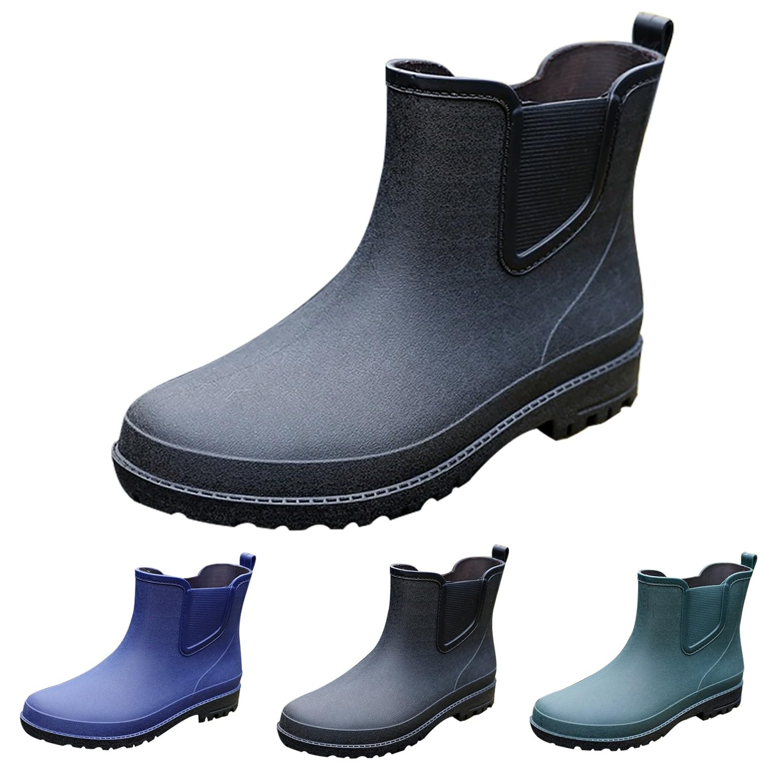 Generisch Bottines de pluie pour homme - Imperméables - En caoutchouc - Antidérapantes - Légères à enfiler - Douces et confortables - Pour le jardin, la sécurité et la pêche