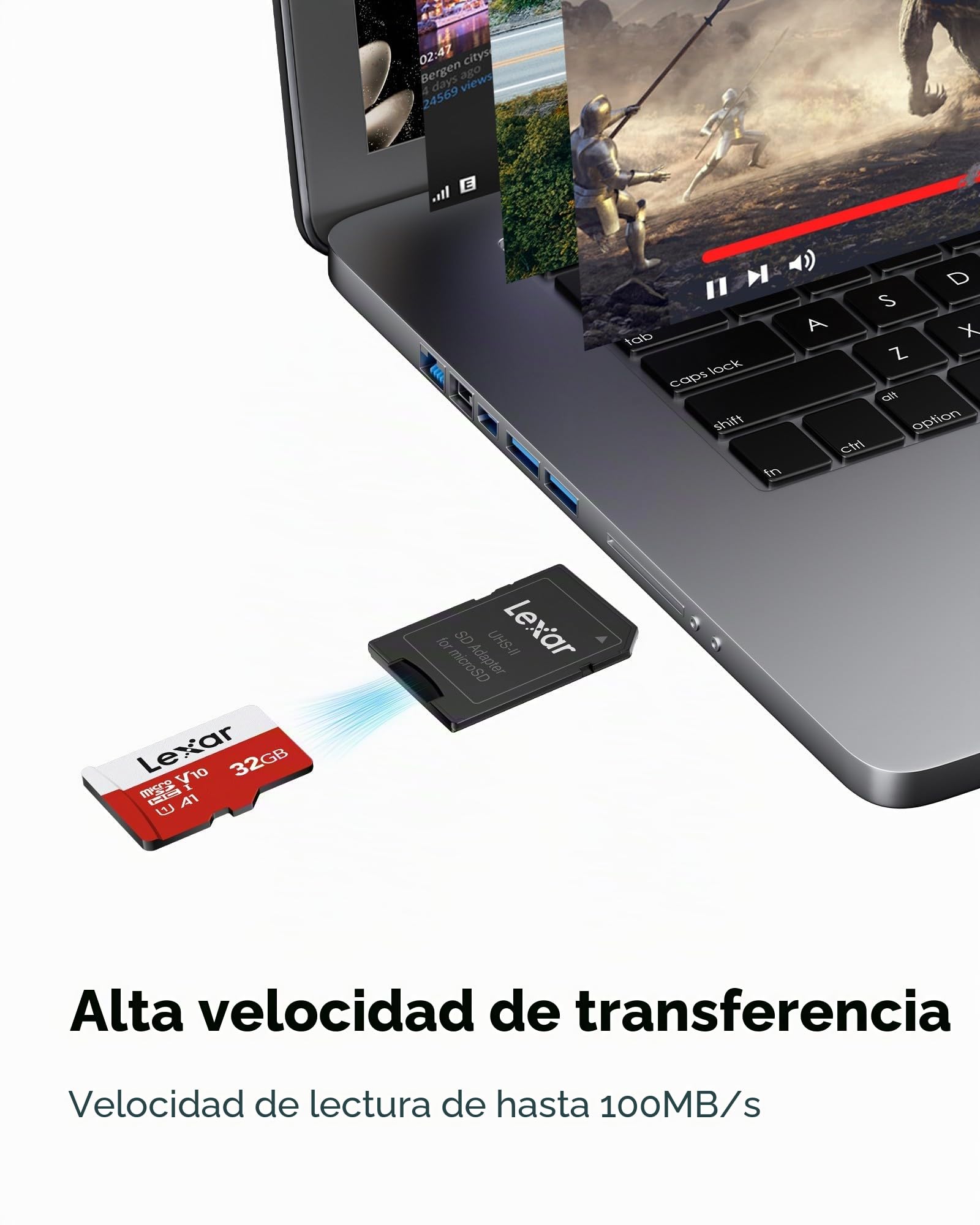 Lexar Tarjeta Micro SD 32 GB, hasta 100 MB/s de Lectura, A1, U3, C10, V10, 4K, Full HD, Tarjeta de Memoria con Adaptador SD, microSDXC UHS-I para teléfono, videocámara, Switch, GoPro, Tableta