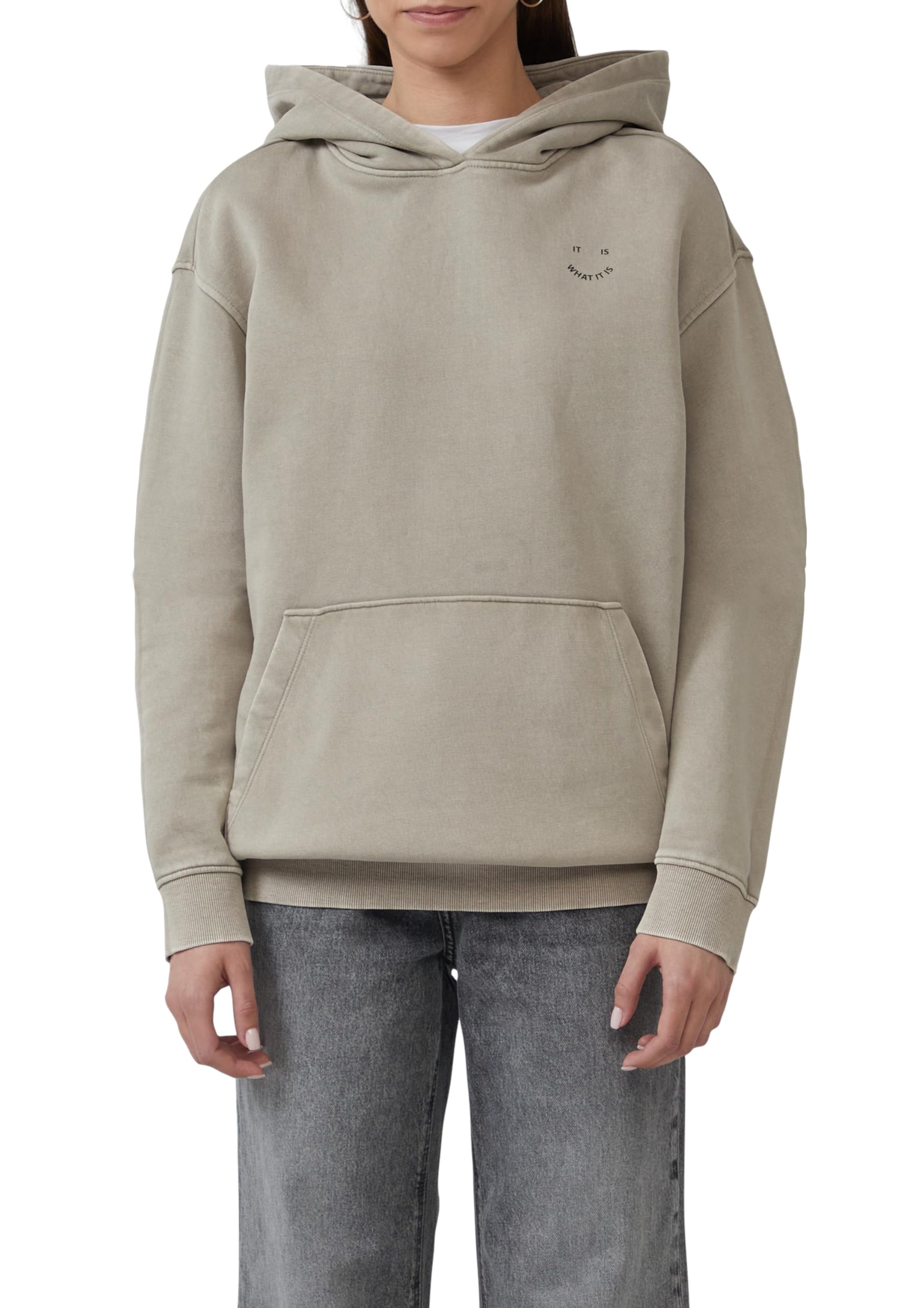 QS Women's 2168490 Sweatshirt with Hood, Dove Grey, XL