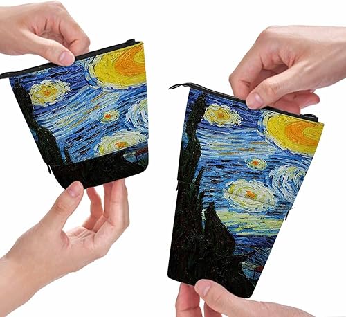 Miniatura 1 de Swono Estuche para lápices de noche estrellada Van Gogh para lápices de arte clásico, organizador para lápices, bolsa de maquillaje, ideal para