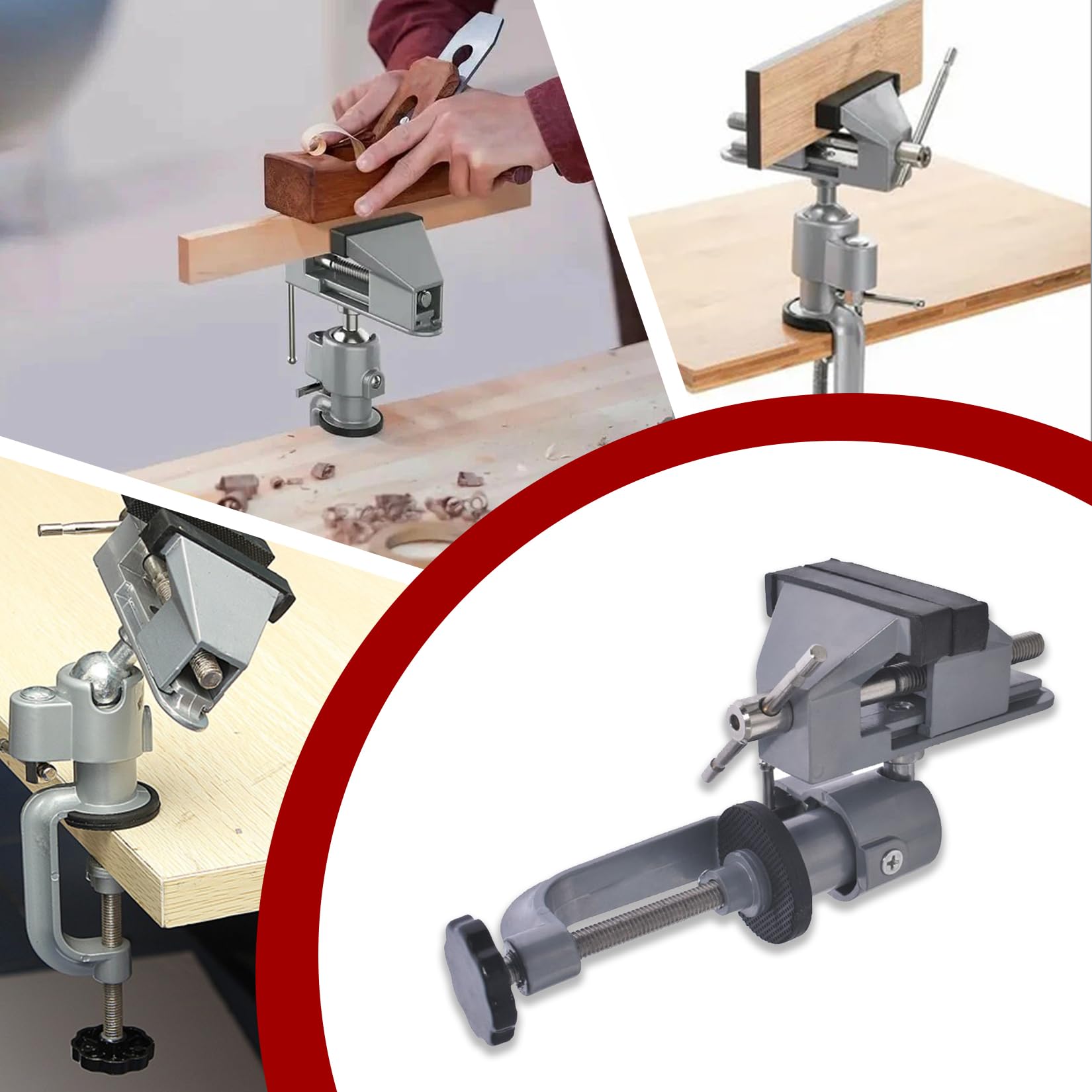 findmall Tornillo de mesa universal giratorio de aluminio de 360 grados para sujetar piezas pequeñas en joyería, fabricación de modelos electrónicos y más