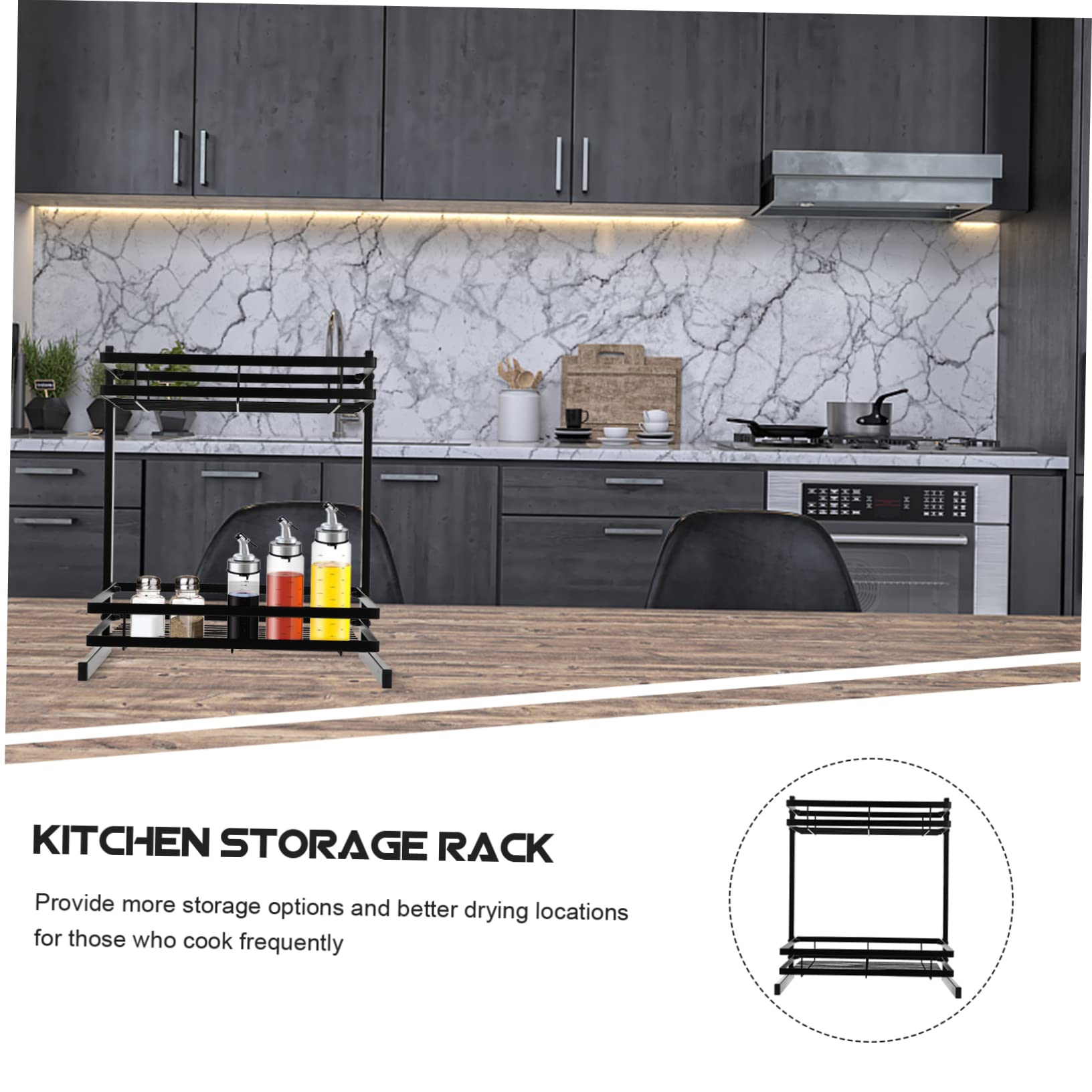 Alipis 1pezzi Mensola Portaoggetti in Ferro Doppio Porta Spezie Organizer Per Spezie Accessorio Da Cucina Forniture Da Cucina Per Aumentare Spazio Di Stoccaggio