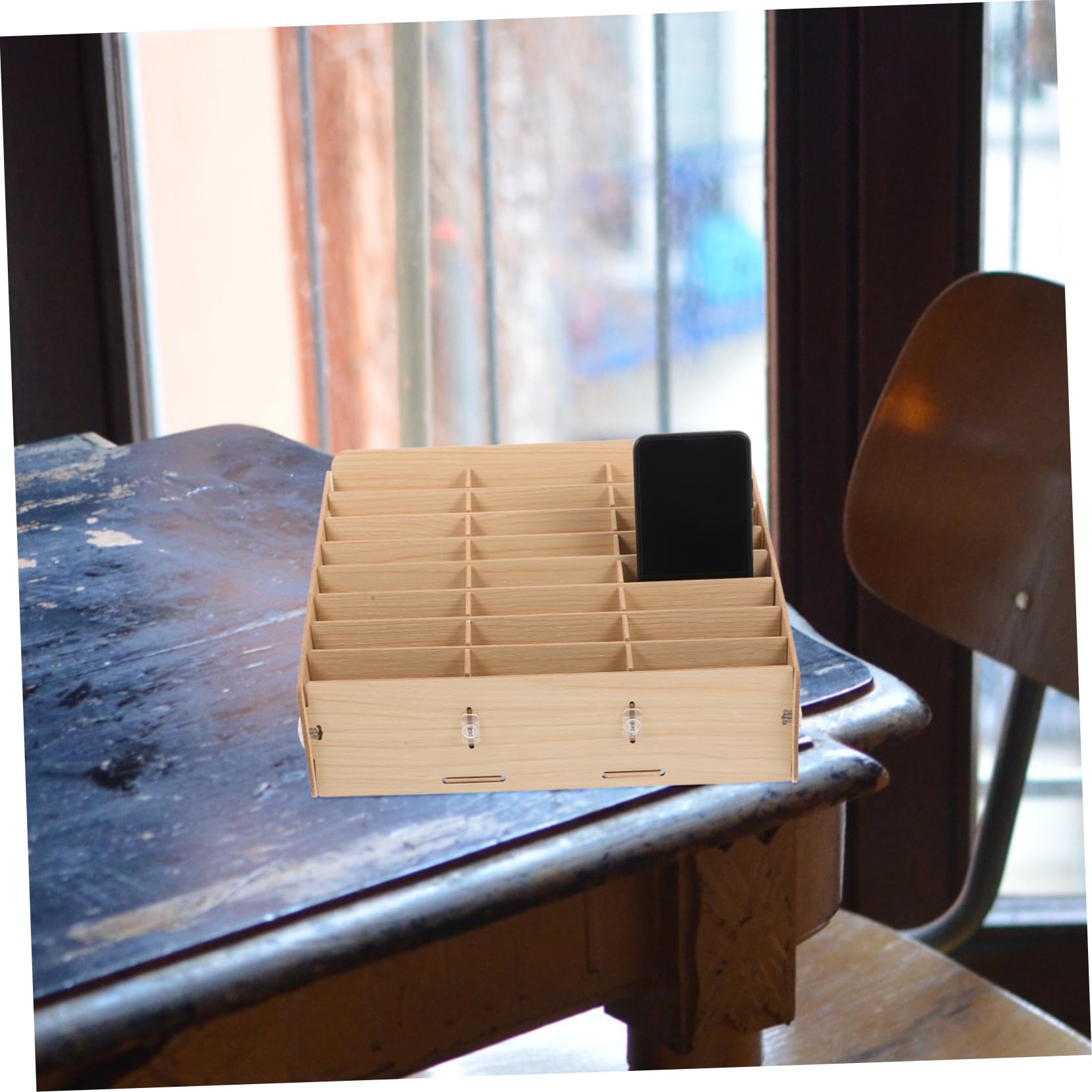 PRETYZOOM Holz Schreibtisch Organizer mit 24 Fächern für Handy und Stifte