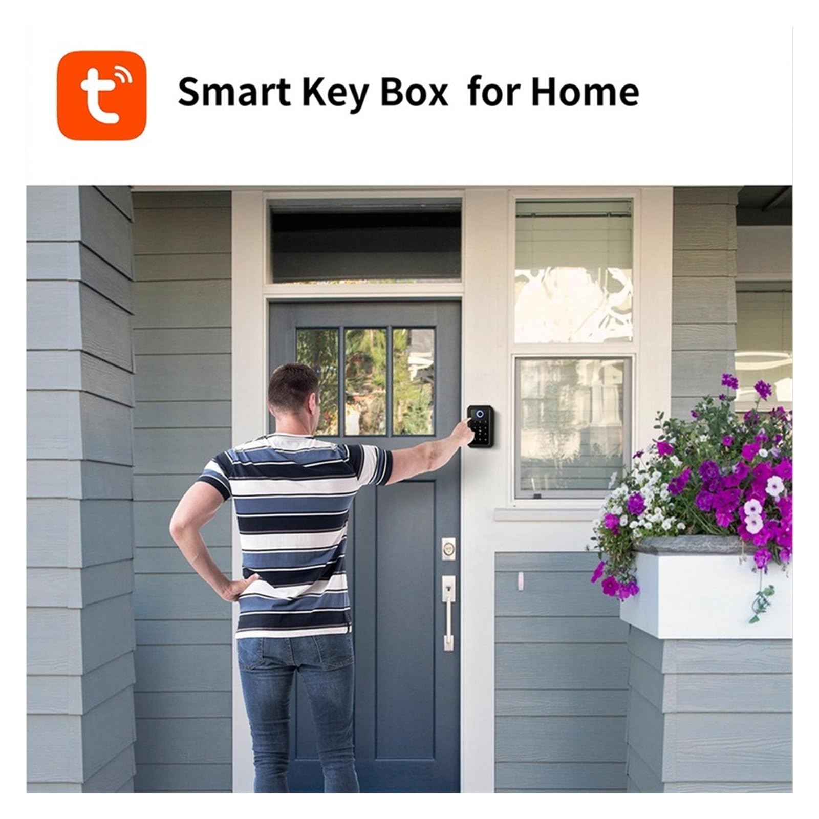 Caja fuerte, caja fuerte para llaves, Caja de seguridad electrónica Tuya Control 4,1 puerta de enlace impermeable al aire libre seguridad huella dactilar caja fuerte para dinero, efectivo y objetos de