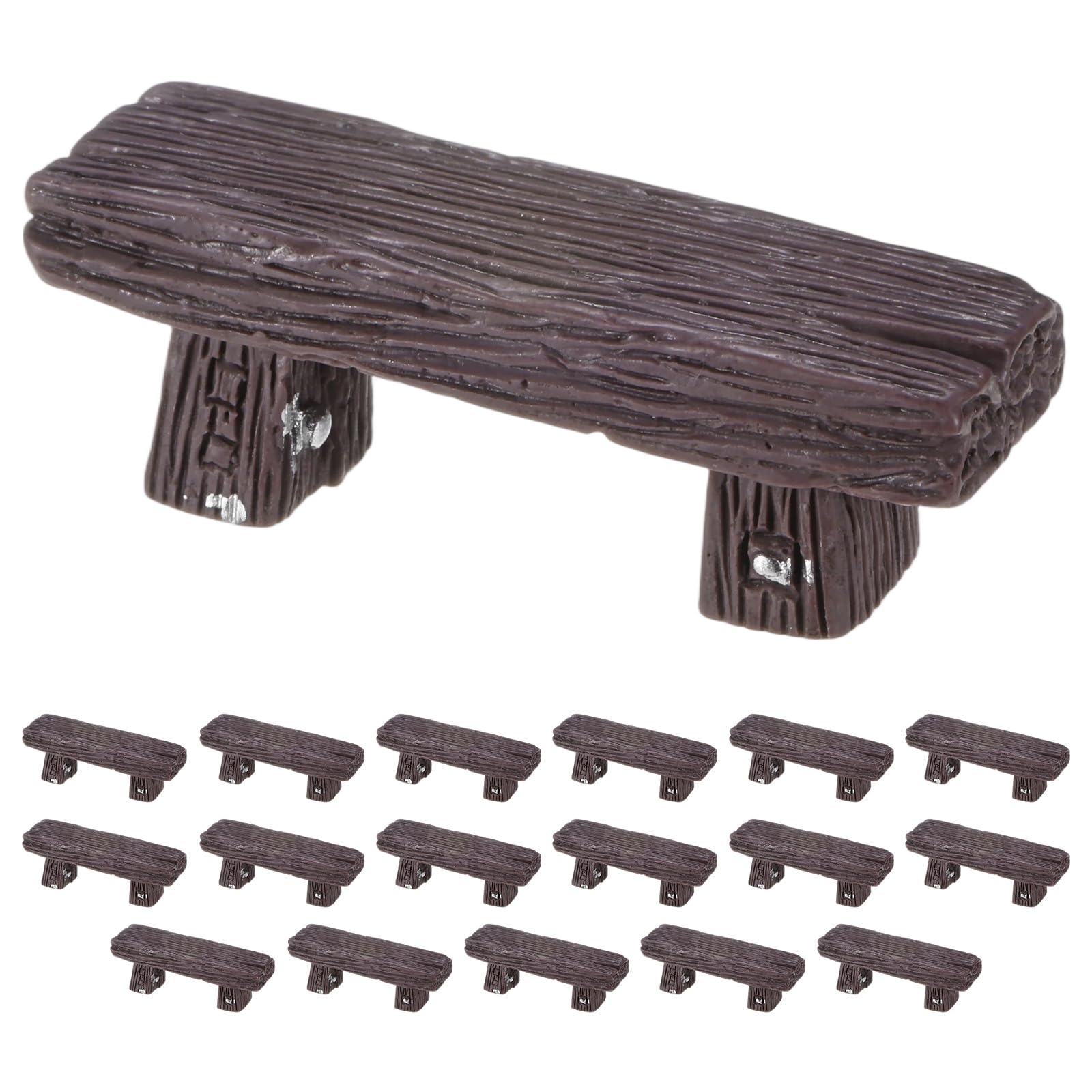 M METERXITY 18-Pack Miniature Resin Bench, 2.2x0.7x0.7 Inch Mini Garden Chair for Terrarium Accessories/DIY Micro Landscaping/Dollhouse, Tiny Park Street Seat [Black]