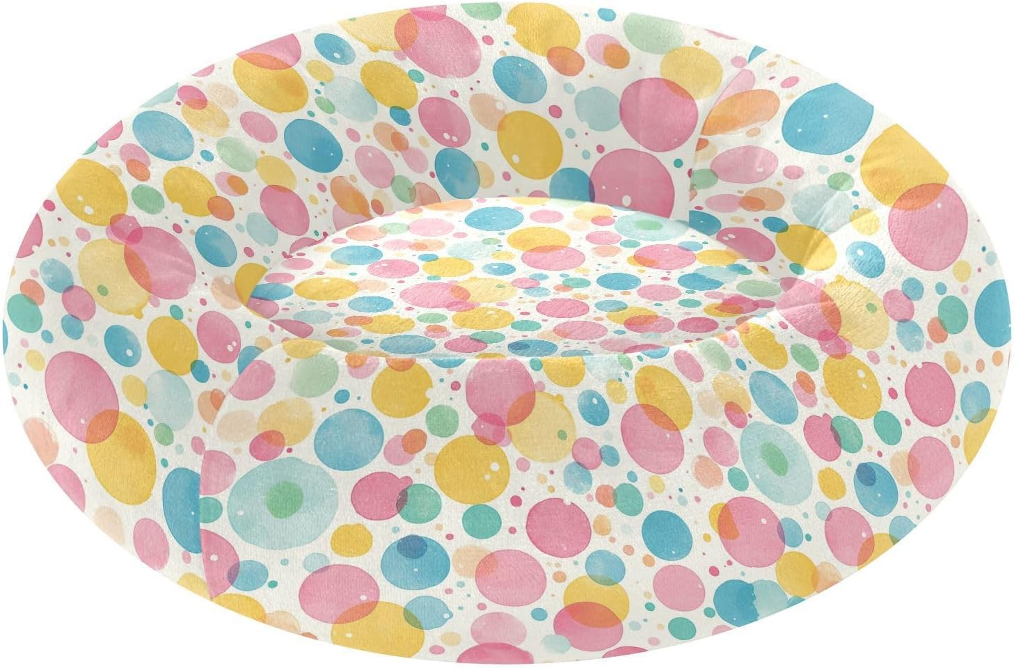 Pet Dog Beds Anti-Slip Fluffy Cat Pillow Bed for Small Size Pets Supplies M Cartoon Colorful Dots Circle