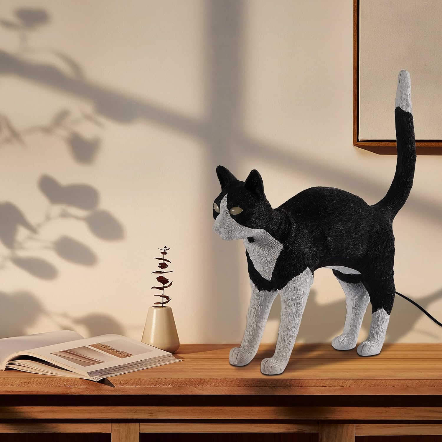 Modern Resin Carved Cat Table Lamp,Desk Lamp,Floor Lamp,Animal Lamp,Bedside LED Light for Home Decor,Living Room, Bedroom, Home Office, Kids Room(Cat)