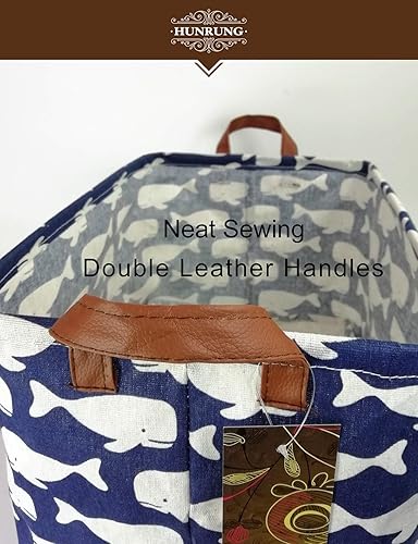 Miniatura 98 de HUNRUNG Cesta rectangular de almacenamiento de lona, bonita cesta organizadora de lona para mascotas, juguetes de niños, libros, ropa, perfecta