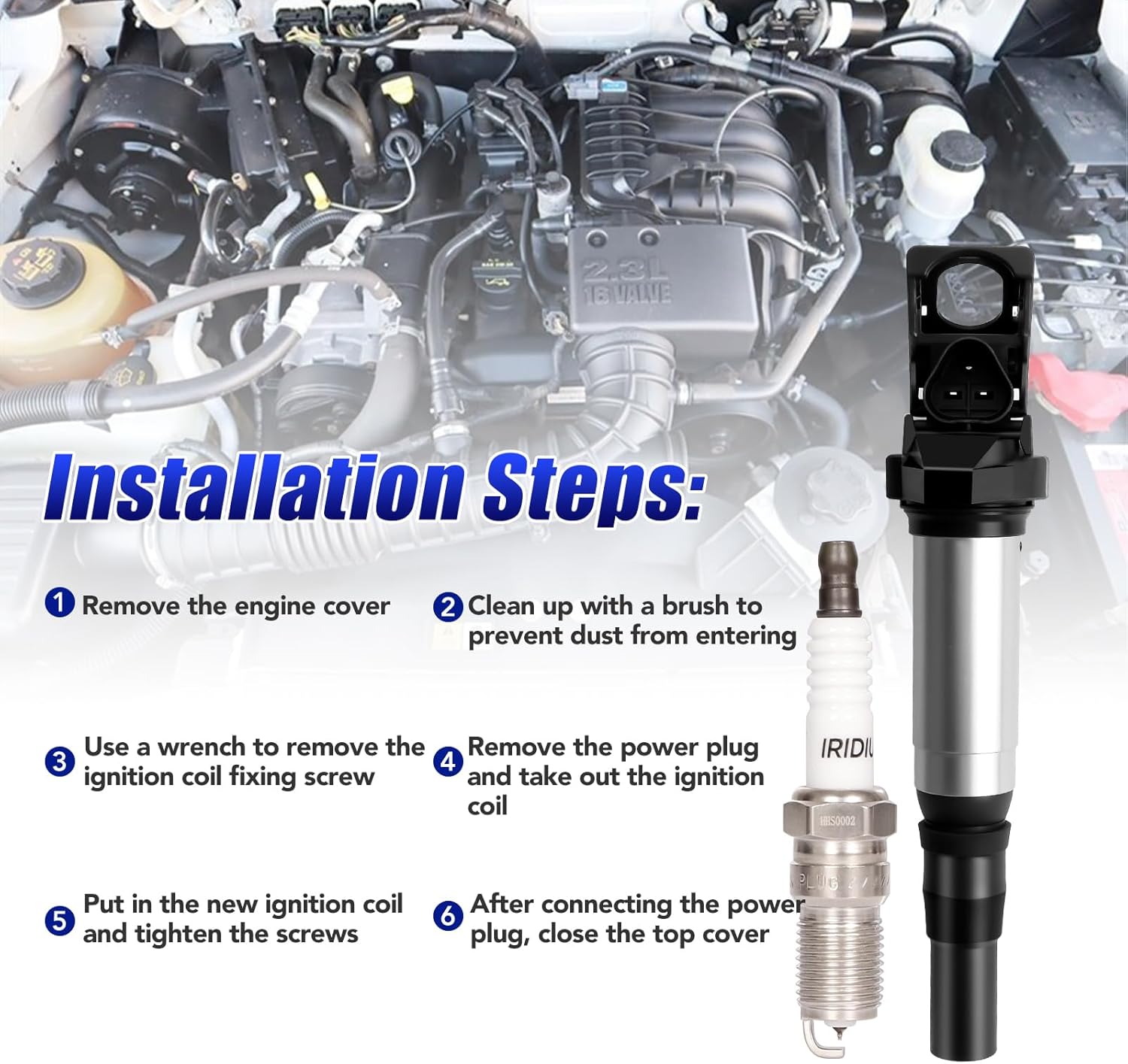 Set of 4 Ignition Coil Pack and Iridium Spark Plugs Fits for 1.6 L4 Mini Cooper Countryman Paceman 2007 2008 2009 2010 2011 2012 2013 2014 2015 2016 Spark Plugs Coils Replaces# UF598 12137575010