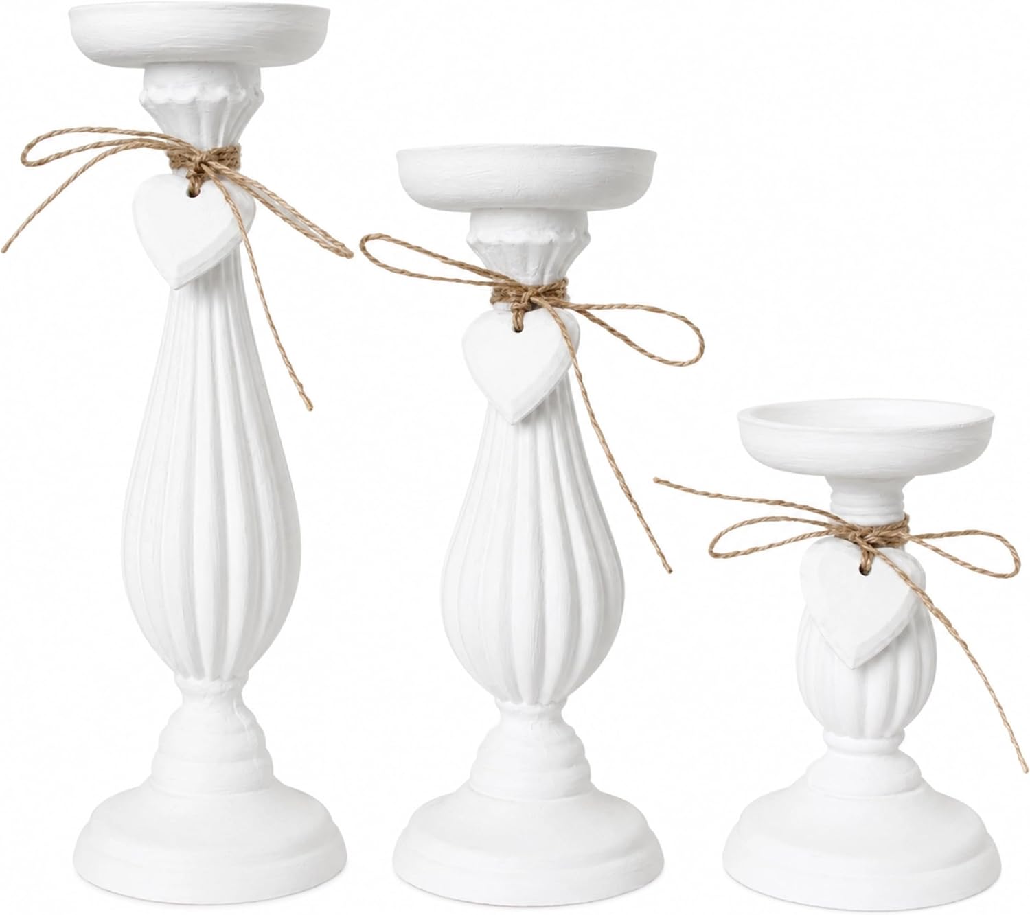 Shabby Chic & Vintage Farmhouse Wood Candle Holders - 3Pcs