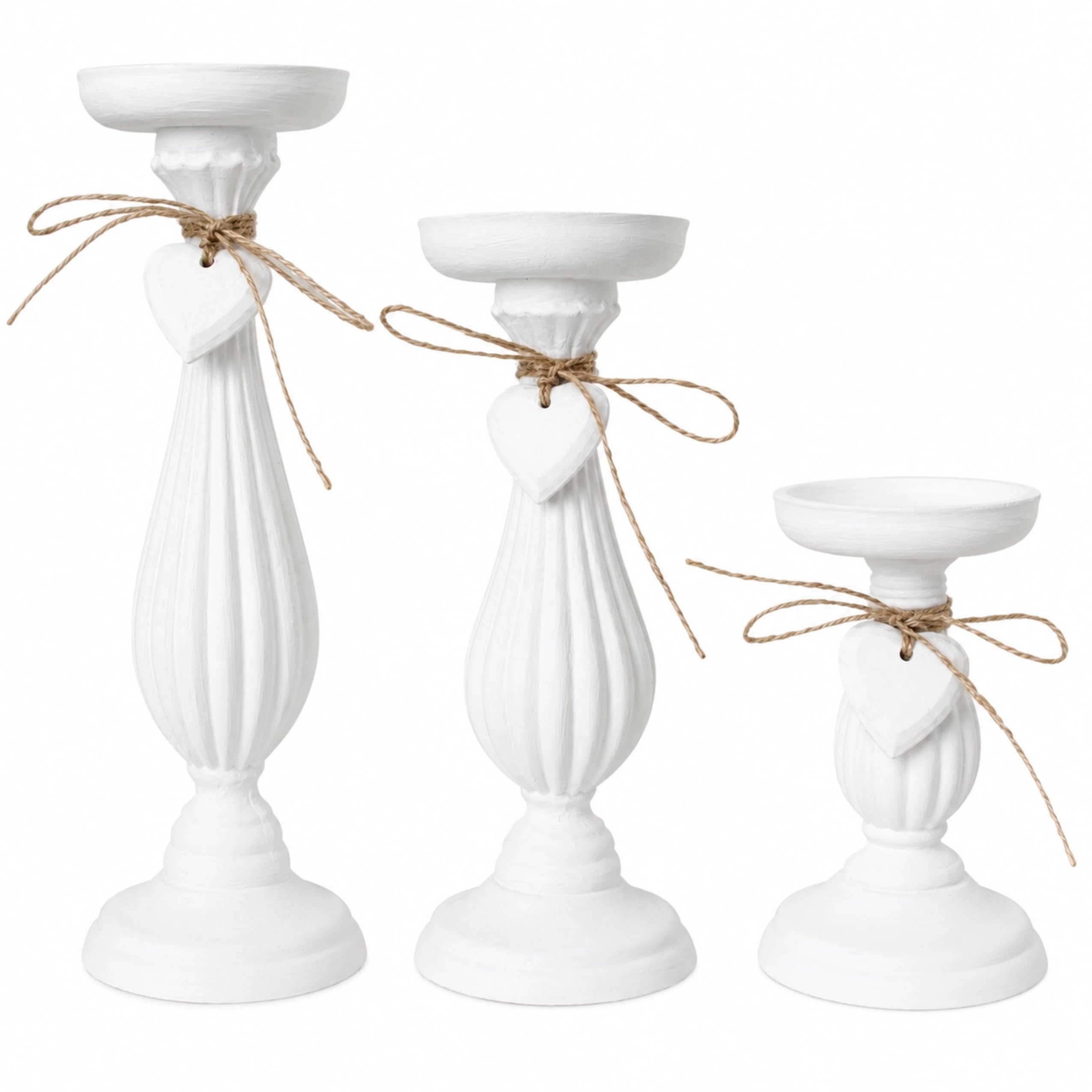 Gueiddi Shabby Chic & Vintage Farmhouse Wood Candle Holders - 3Pcs