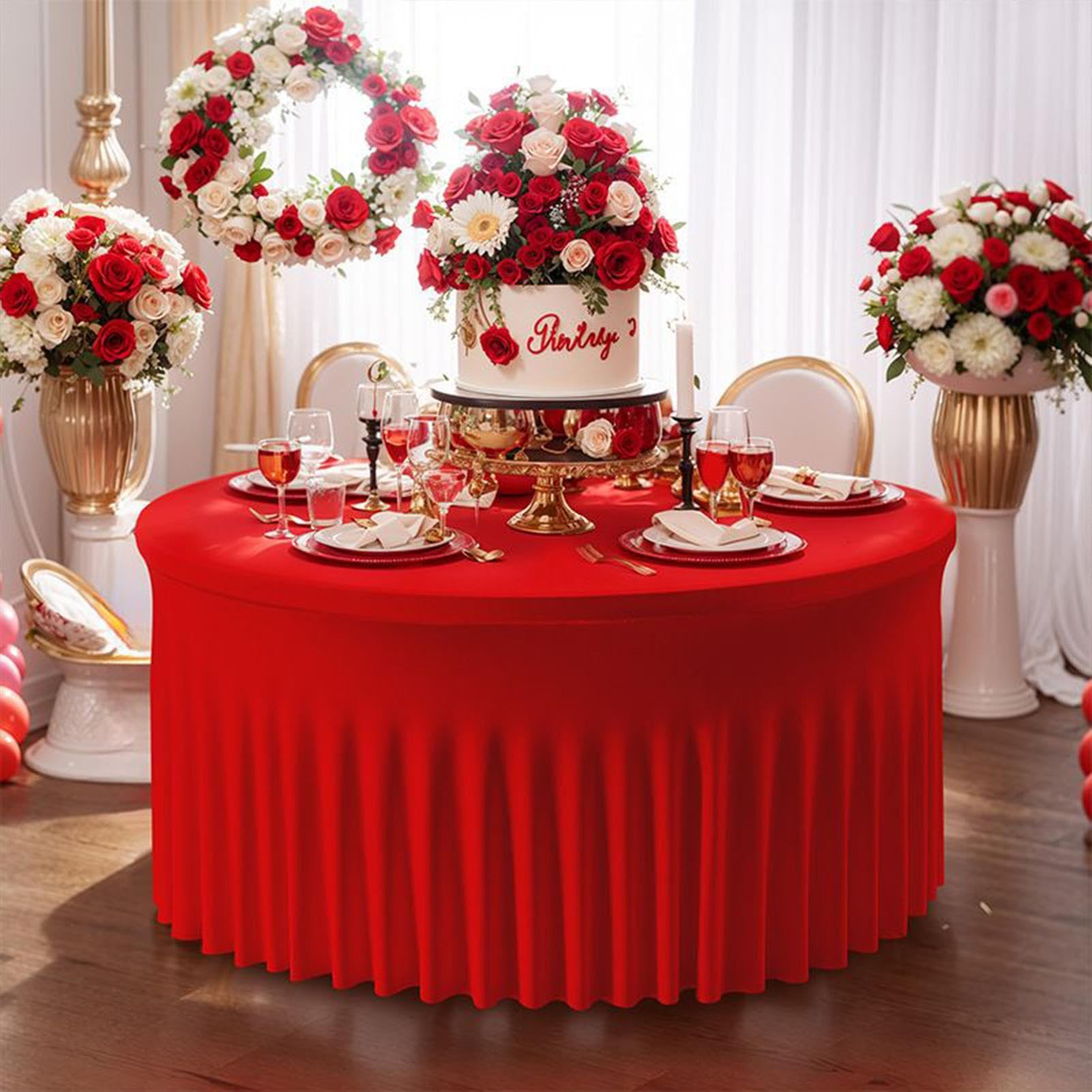 Tischrock Für Tische Hochzeit Runde Plissierte Tischdecke