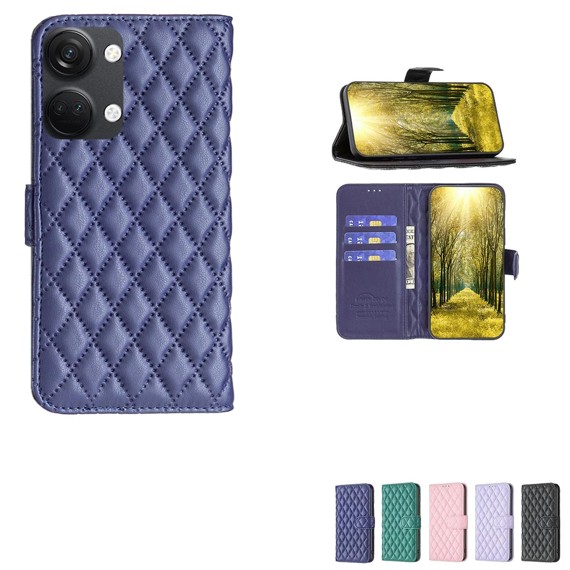 jioeuinlyjioeuinly Case for OnePlus Ace 2V Case Compatible with OnePlus Ace 2V Phone Case Cover Flip Stand Cover Women Wallet Blue