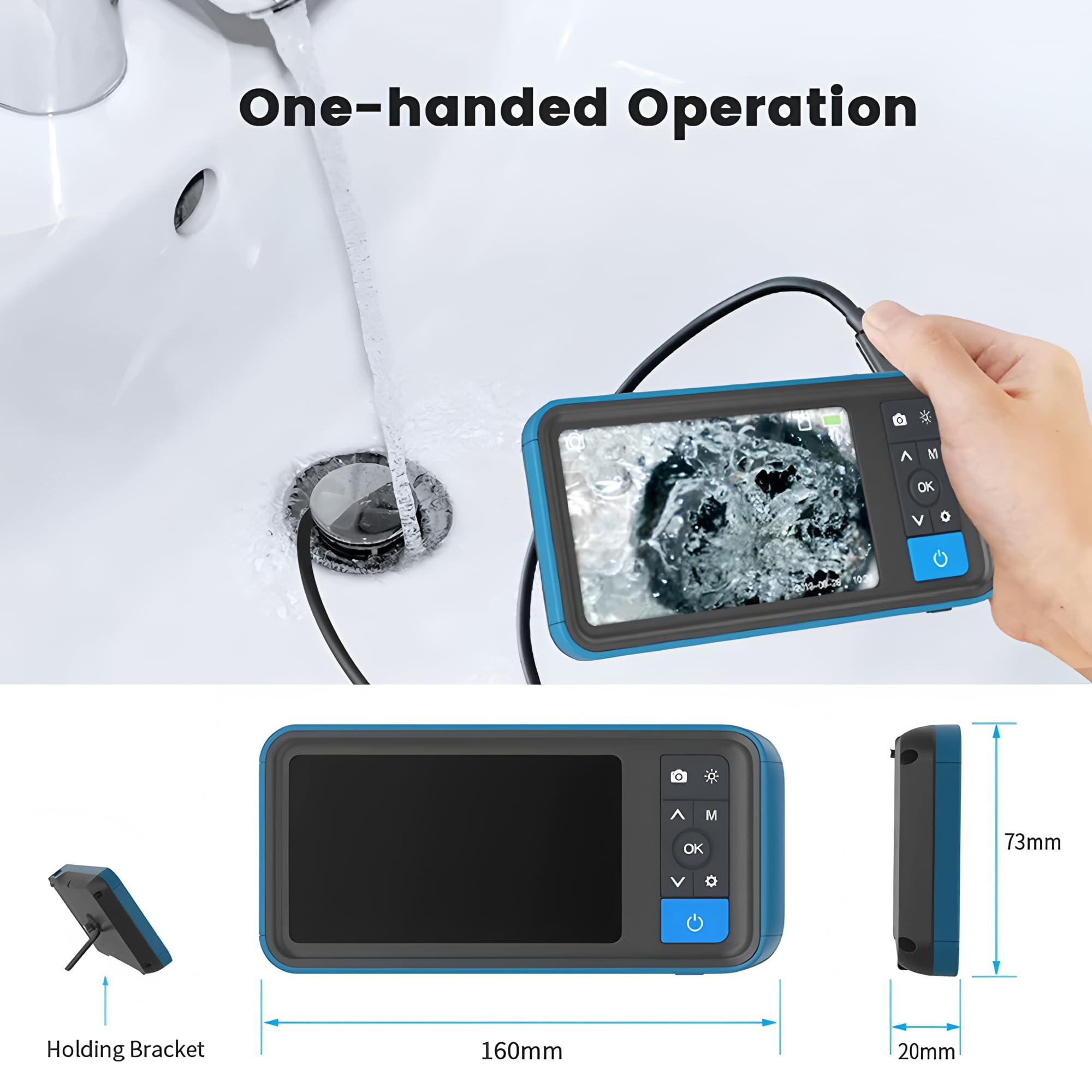 Borescopes endoscopes MS450 inspect camera Single & Dual Lens Industrial Endoscope 1080P 4.5” LCD Pipe Sewer Inspection Camera Waterproof Snake Camera with 6 LED (Dual Lens-8mm-5M)