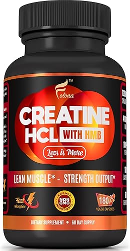 Cápsulas de creatina HCL con HMB - Suplemento de entrenamiento para hombres y mujeres, constructor muscular, resistencia, fuerza, superior al