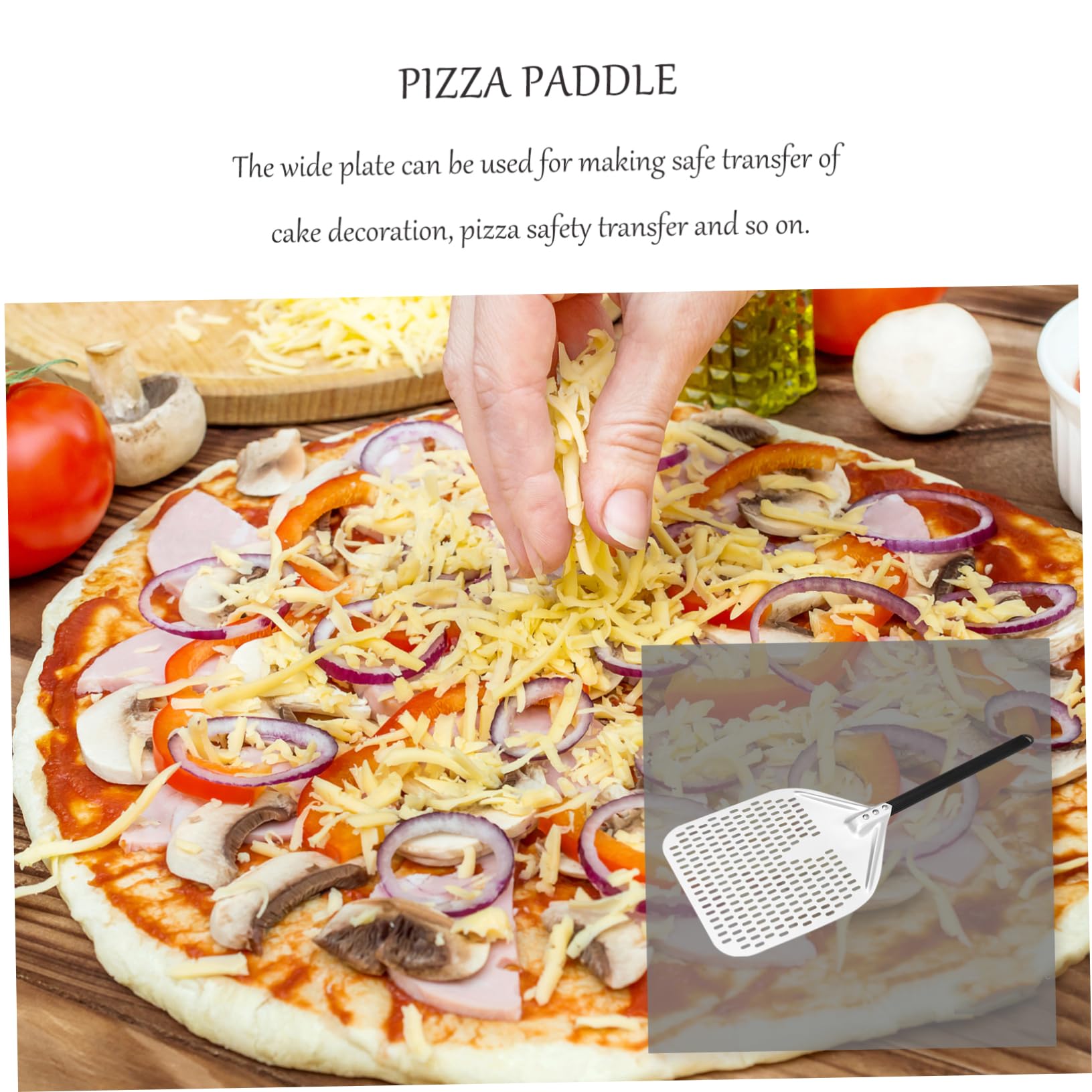 1pezzi Spatola per Pizza Quadrata con Manico Lungo Realizzata in Materiale per Impasto Pizza e Trasferimento Sicuro di Cibo