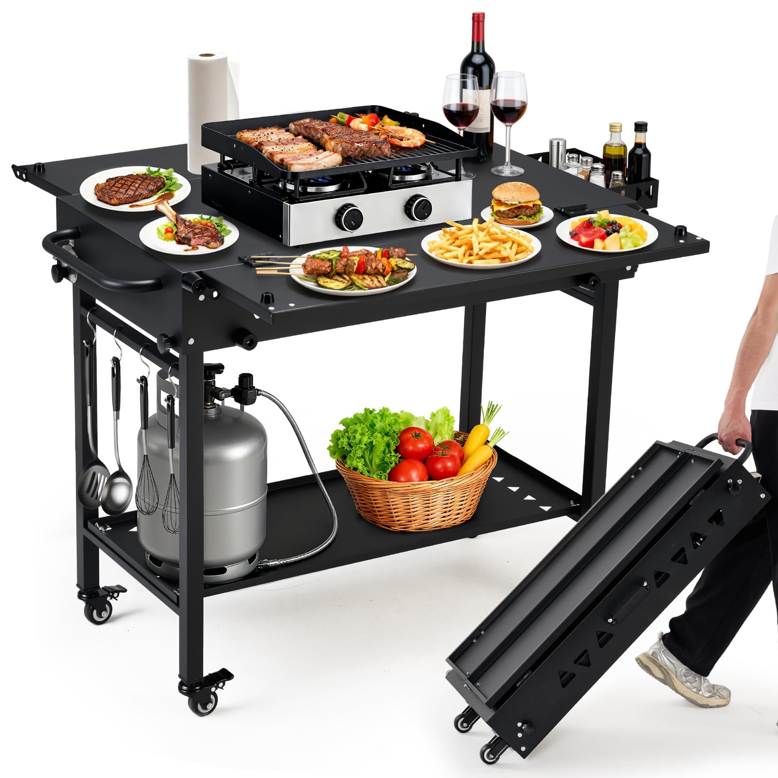 Amazon.com : GVGBUK Portable Outdoor Grill Table with Wheels