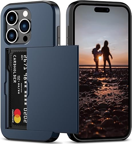 Miniatura 1 de Nvollnoe Funda compatible con iPhone 15 Pro con tarjetero resistente de protección de doble capa a prueba de golpes, ranura para tarjetas oculta,