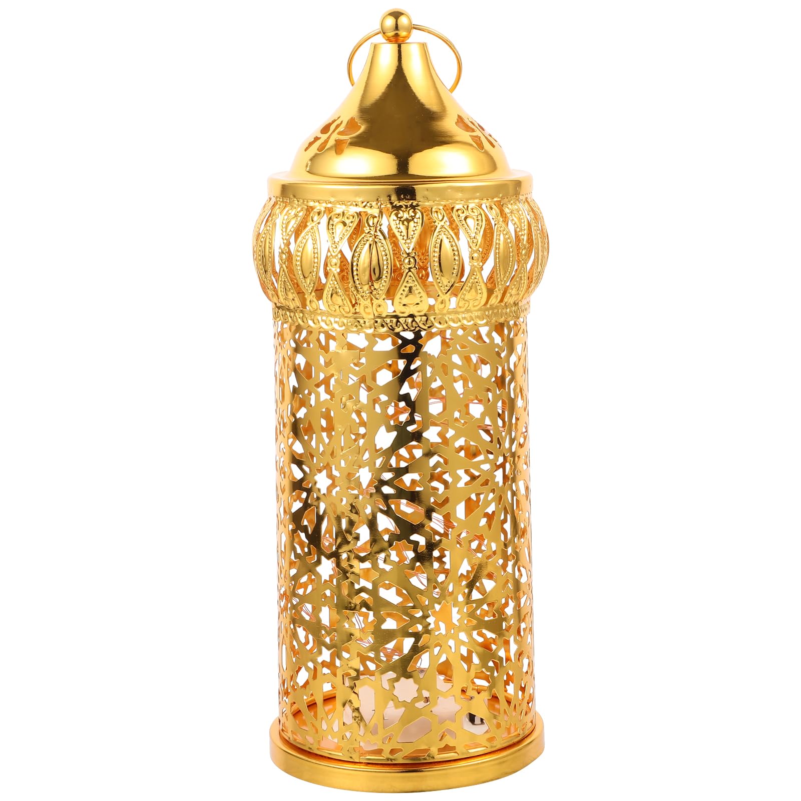 LOGOFUN Moroccan Style Candle Lantern Metal Tealight Candle Holder Hollow-Out Tabletop Lantern for Wedding Home Desktop Decoration