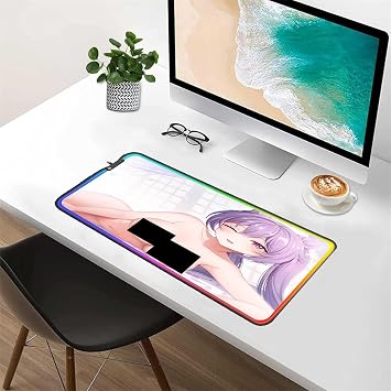 Gaming RGB Mouse Pad LED Sexy Anime Mouse Pad XXL Gamers Colorful USB Laptop Keyboard Pad Gaming Desk 24x12 inch