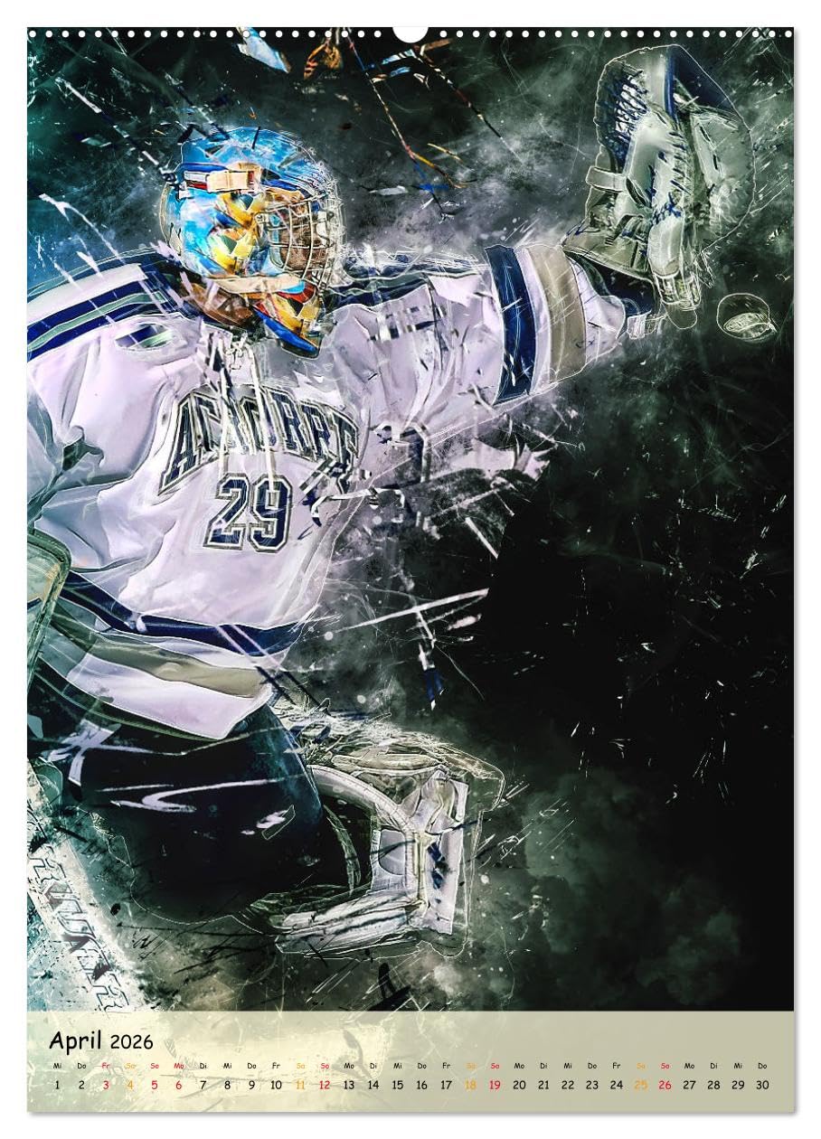 Eishockey spektakulär (hochwertiger Premium Wandkalender 2026 DIN A2 hoch), Kunstdruck in Hochglanz: Teamsport der Extra-Klasse - Kraft, Ausdauer, Härte und Schnelligkeit. (CALVENDO Sport)