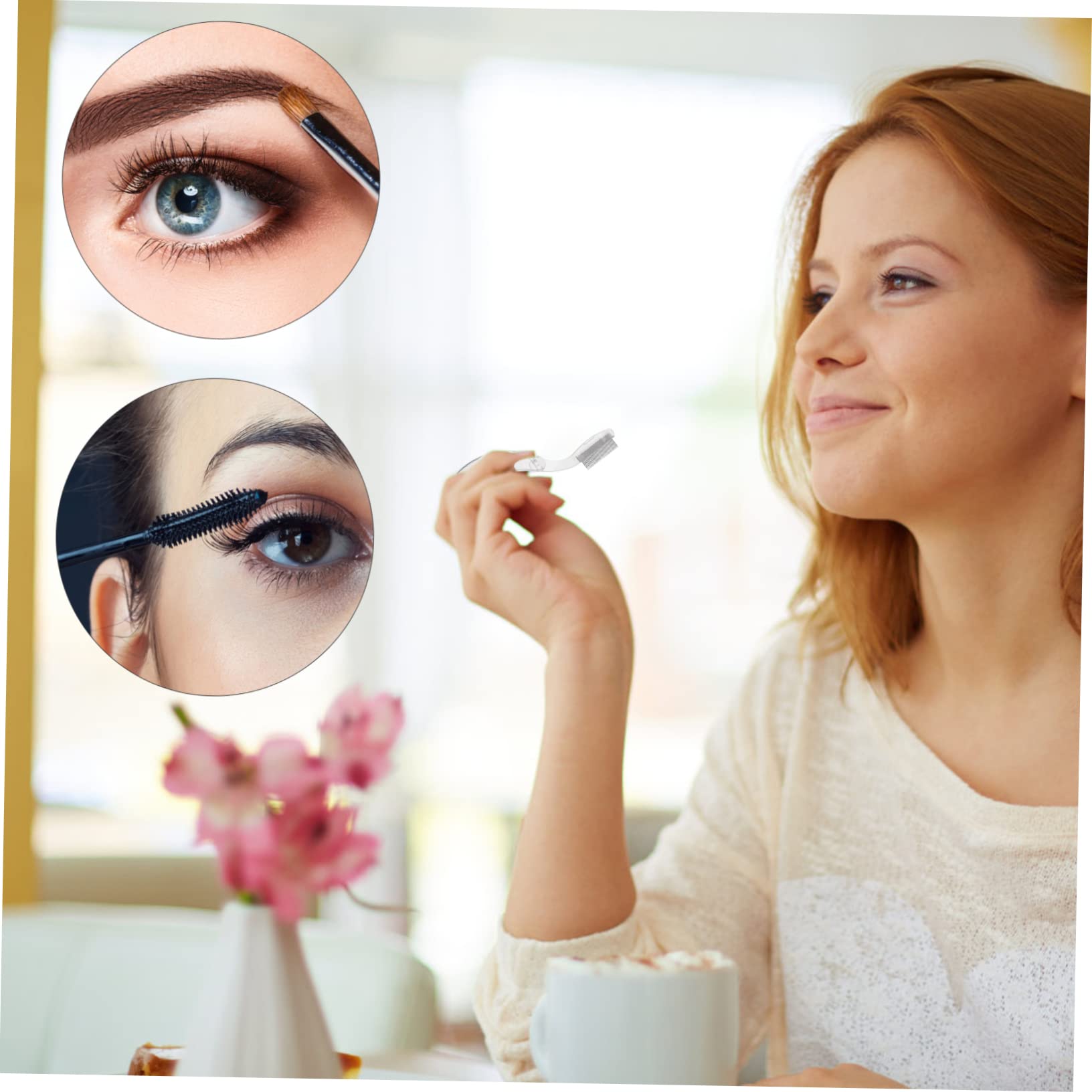 FRCOLOR 10 Peine plegable para cejas de acero inoxidable, herramientas para extensiones de pestañas, peines de pestañas portátiles, herramienta de maquillaje, peine de belleza para cejas, cosméticos