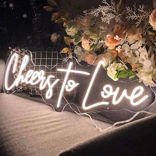Miniatura 4 de Letrero de neón con texto en inglés "Cheers to Love", letrero de neón personalizado, decoración hecha a mano, para colgar en la pared, letrero de