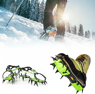BRS-S1 Paire de crampons d'extérieur 14 dents pour ski, glace et glacier, dispositif de traction antidérapant pour la marche, la randonnée, l'alpinisme, le trekking