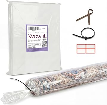 Wowfit X-Large Plastic Rug Storage Bag with Zip Tie, Heavy Duty Fits Rug up to 8x10, Perfect for Moving, Packing and Shipping