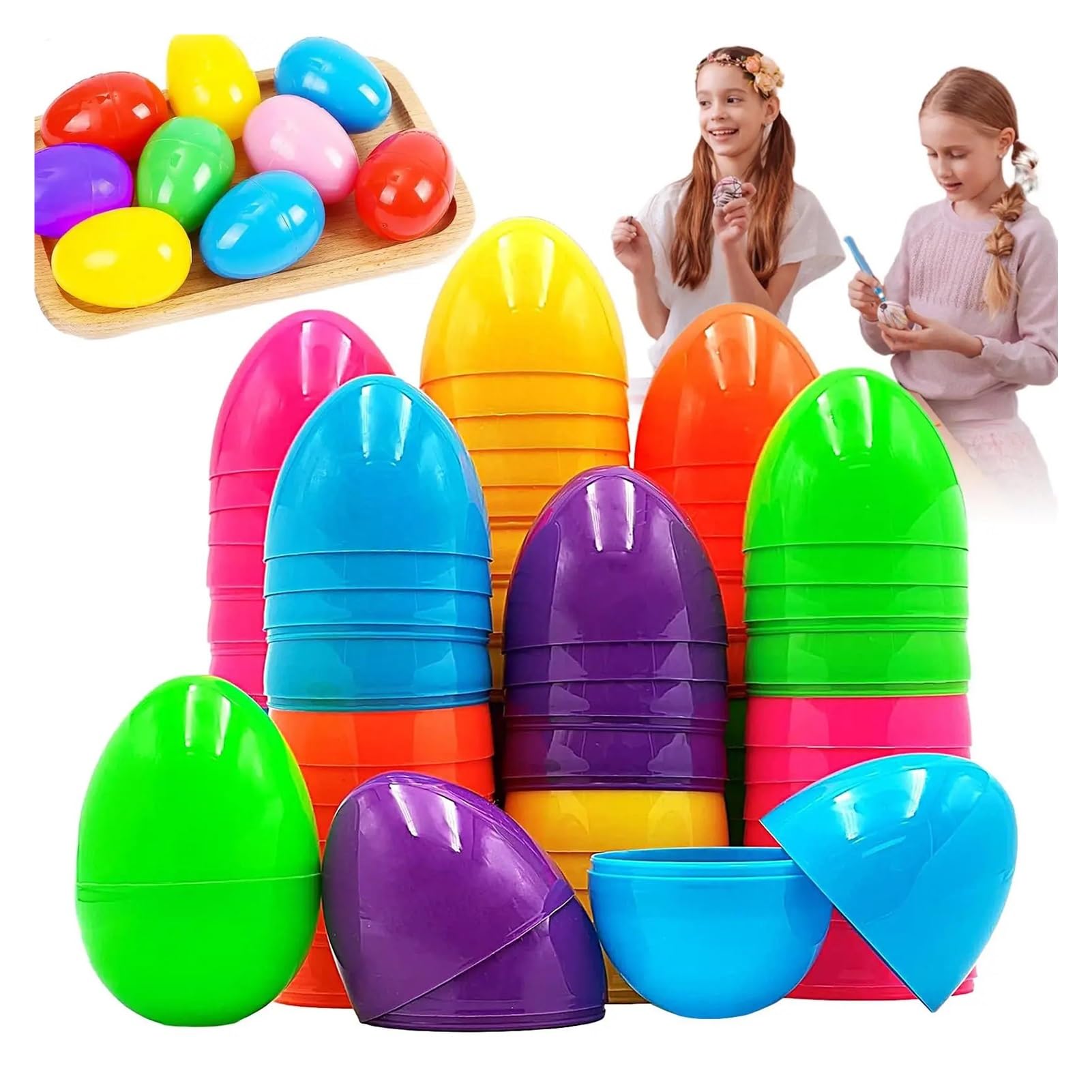 50 Pezzi di Uova Pasqua in Plastica Riempibili, Confezioni Regalo Colorate, Giochi Caccia for Feste, Forniture Artigianali Fai da Te per Feste
