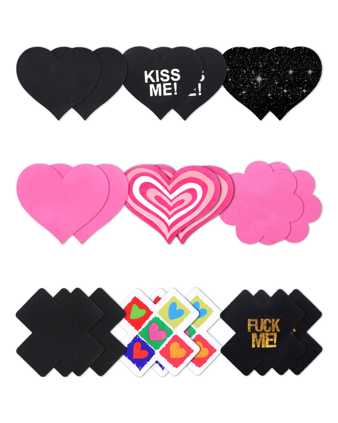 CICKEENipple Pasties Black 9 Pairs Rave Pack Nipple Covers Stickers
