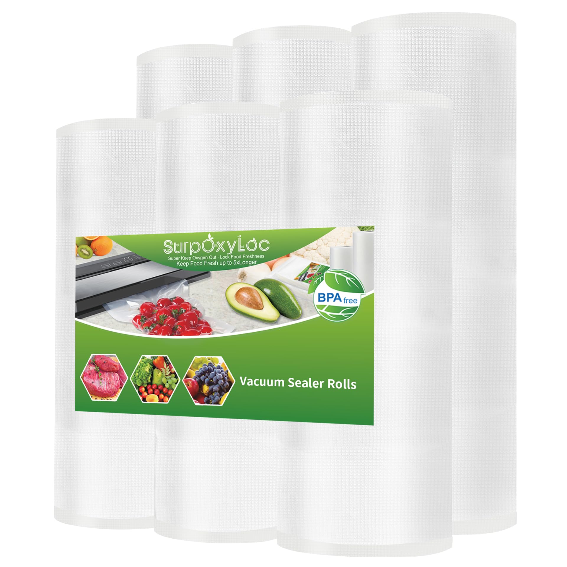 SurpOxyLoc 6 Rolls (3)20x600cm and (3)28x600cm Vacuum Food Sealer Bags Rolls,BPA and LFGB Free,Vacuum Freezer Bag,Compatible with Any Vacuum Sealer(Total 3600cm)