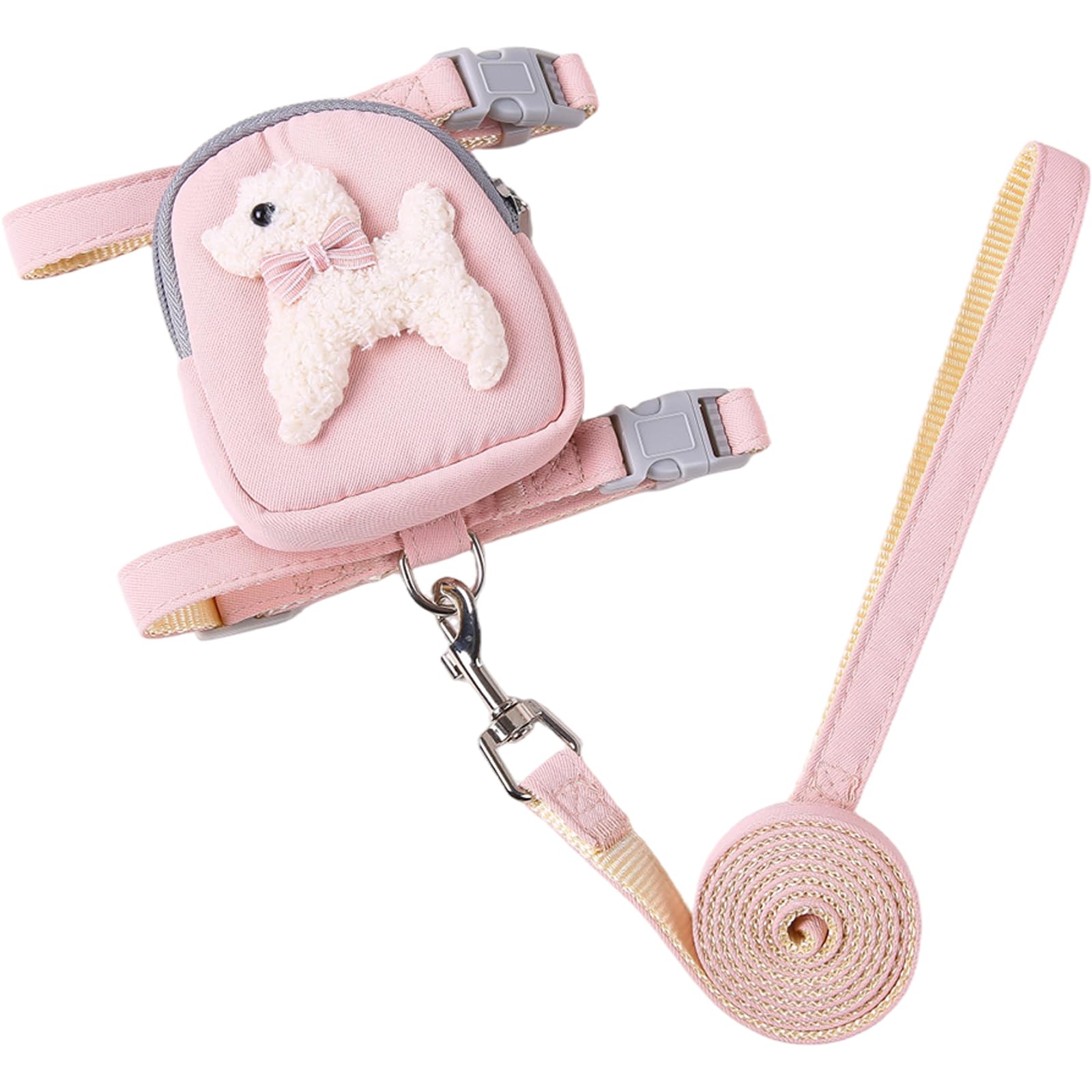 HoveeLuty Dog Backpack Harness, Cute Soft Dog Backpack with Adjustable Leash and Snack Bag for Small Dogs and Cats 2-10kg, Style-1 Harness with for
