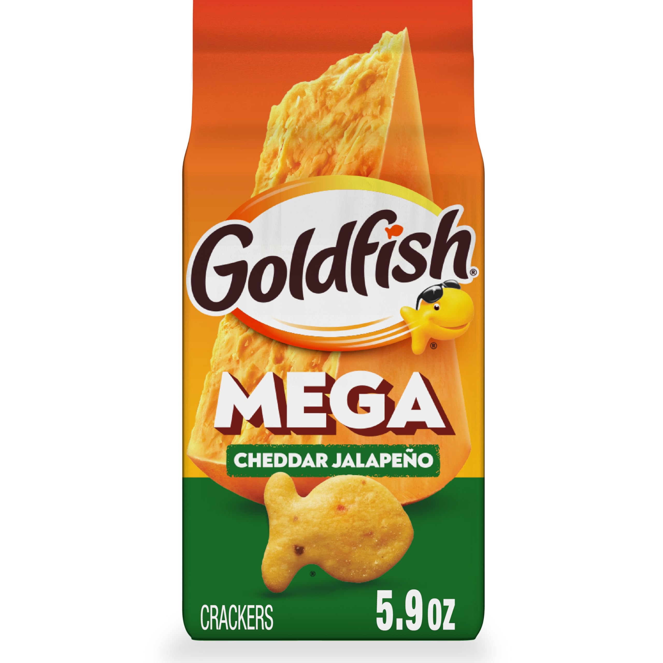 Goldfish Mega Bites, Cheddar Jalapeno Crackers, 5.9 Oz Bag