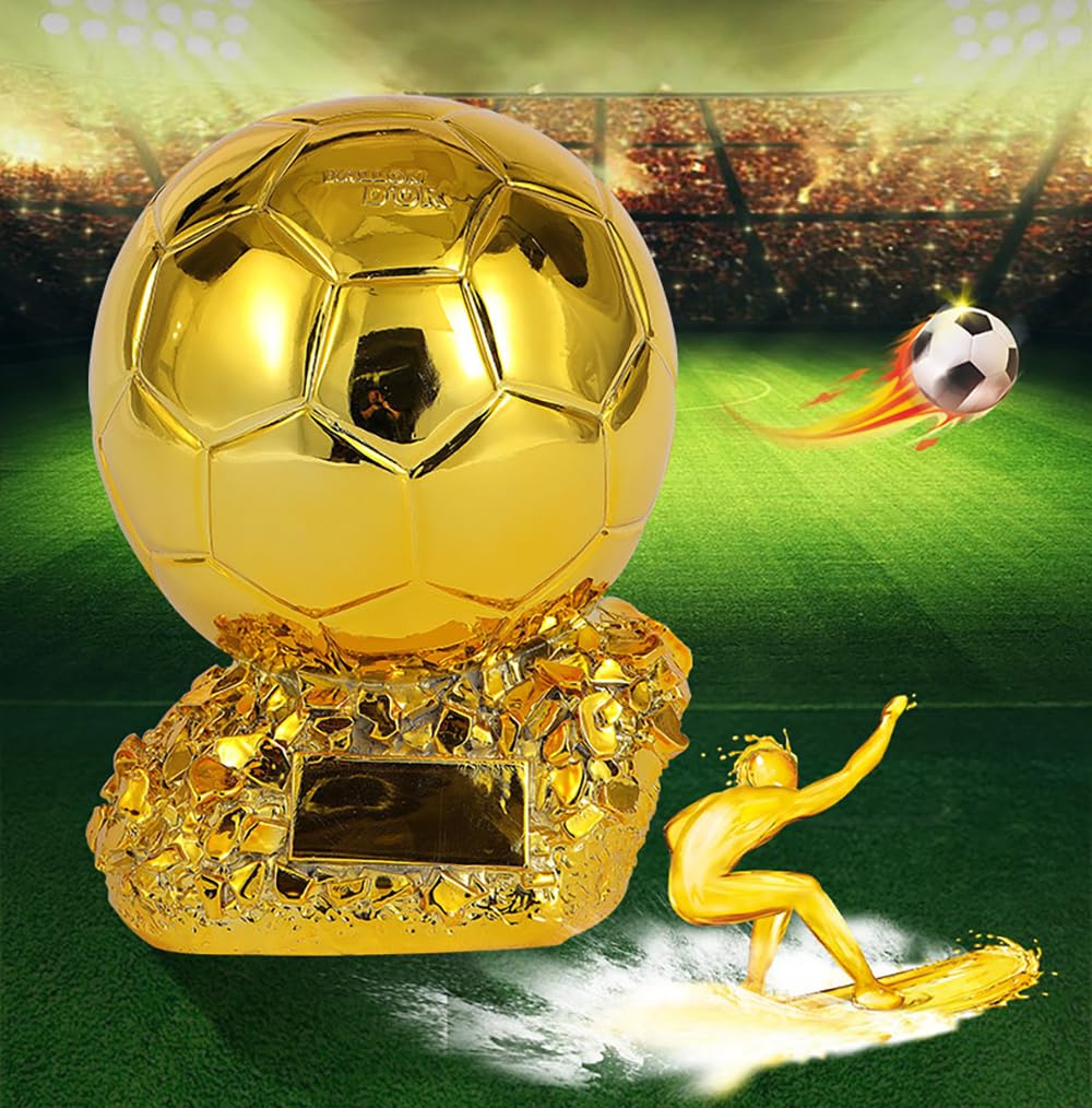 Réplique du Trophée Ballon d'or en Résine - Personnalisable, Récompense Football Meilleur Joueur & Souvenir Sportif
