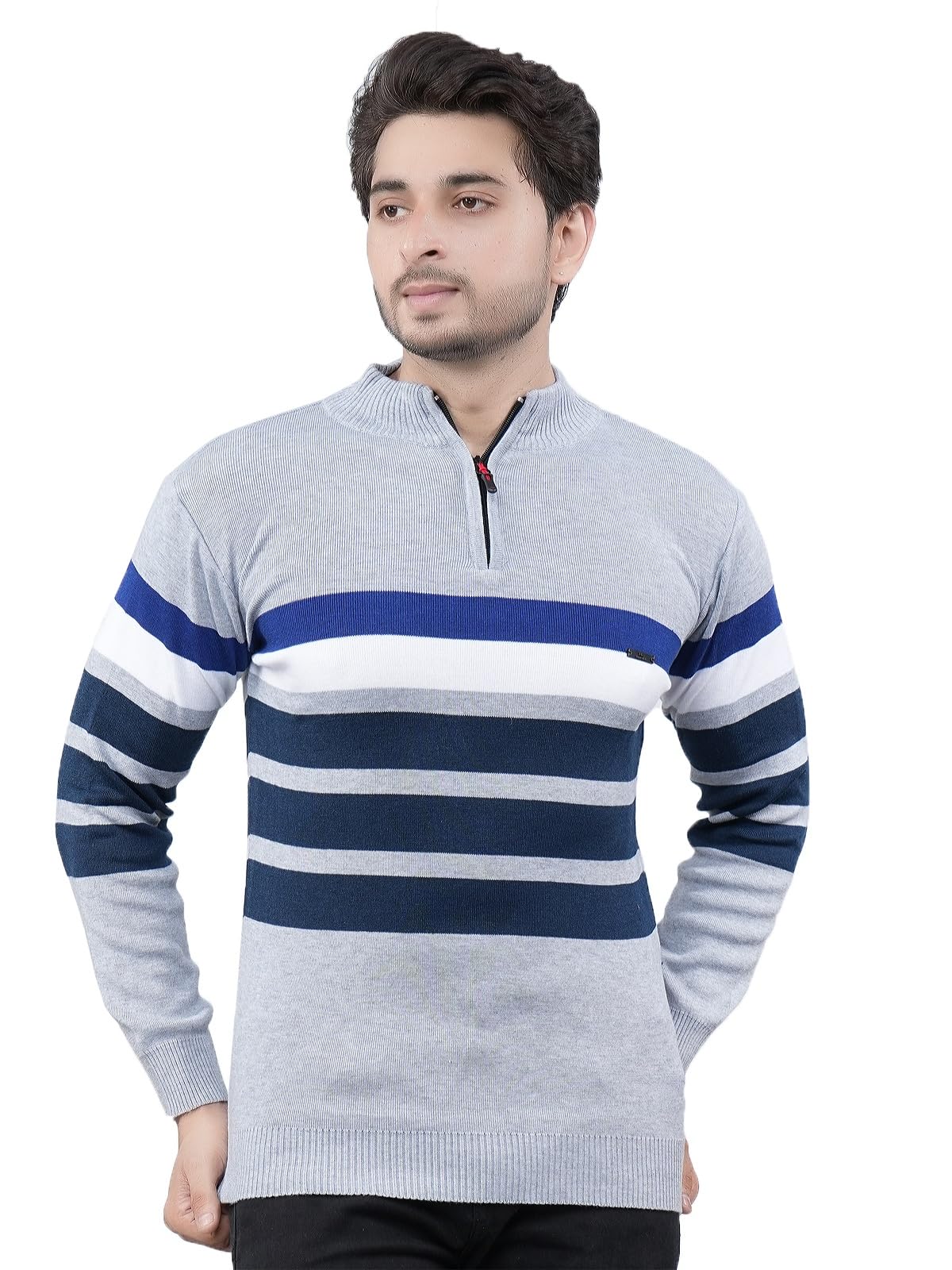 feverfew Stylish Mens Sweater | Knitted Men's Sweater | Casual wear Sweater | Full Sleeves | Solid | Zipper Closure | Stripes Sweater-picture-28