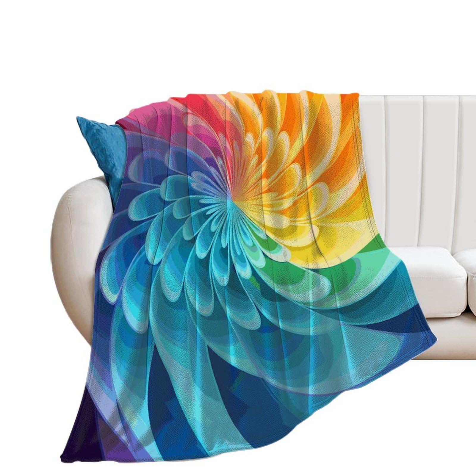 Couverture flanelle extra large anti-froid | Plaid microfibre arc-en-ciel canapé et lit
