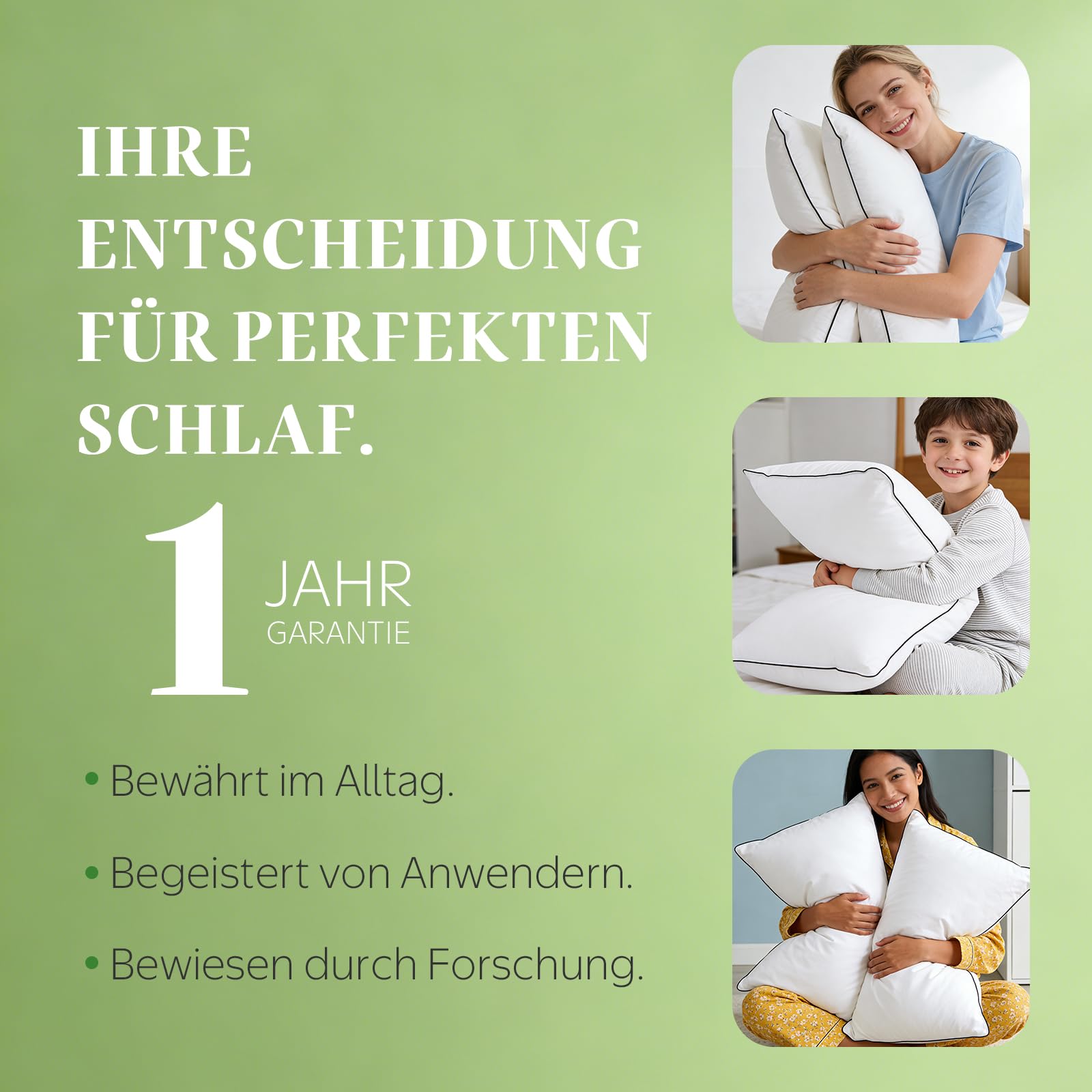 APSMILE Premium Daunenkissen 60x60 (2 Stück) | 90% Weiße Daunen Außen | Federmischung Innen | Kopfkissen Ergonomisches Design für höchsten Komfort | Weicher Bio-Baumwollbezug | je 790g Füllgewicht