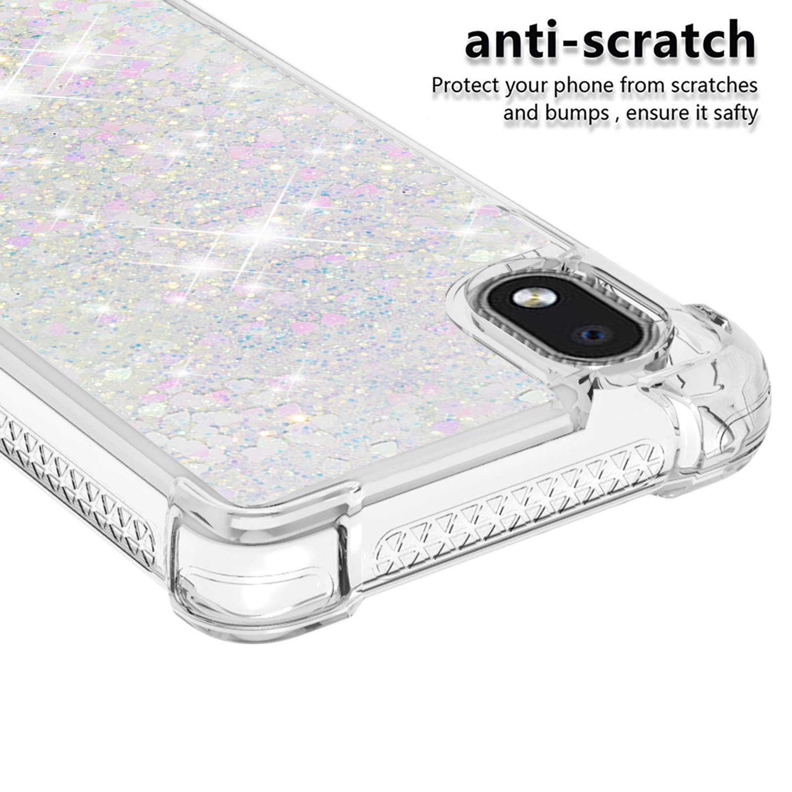 WFCKPQF Silicone Liquid Case Compatible with Galaxy A01 Core, Transparent Phone Case Anti Yellowing Shockproof Protective Case Glitter Floating Liquid Cover Compatible with Galaxy A01 Core