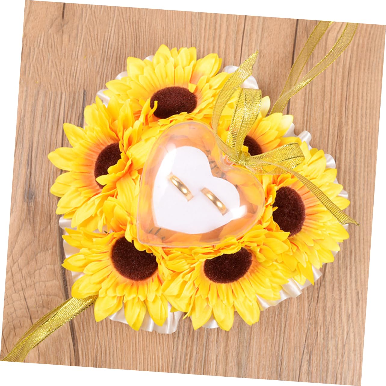 3st Eheringkissen Romantisches Blumengeschenke Sonnenblumen-wurfskissen Romantische Gelbe Ringkissen Für Hochzeit Sonnenblumenring Ringträger Gelbe Kissen