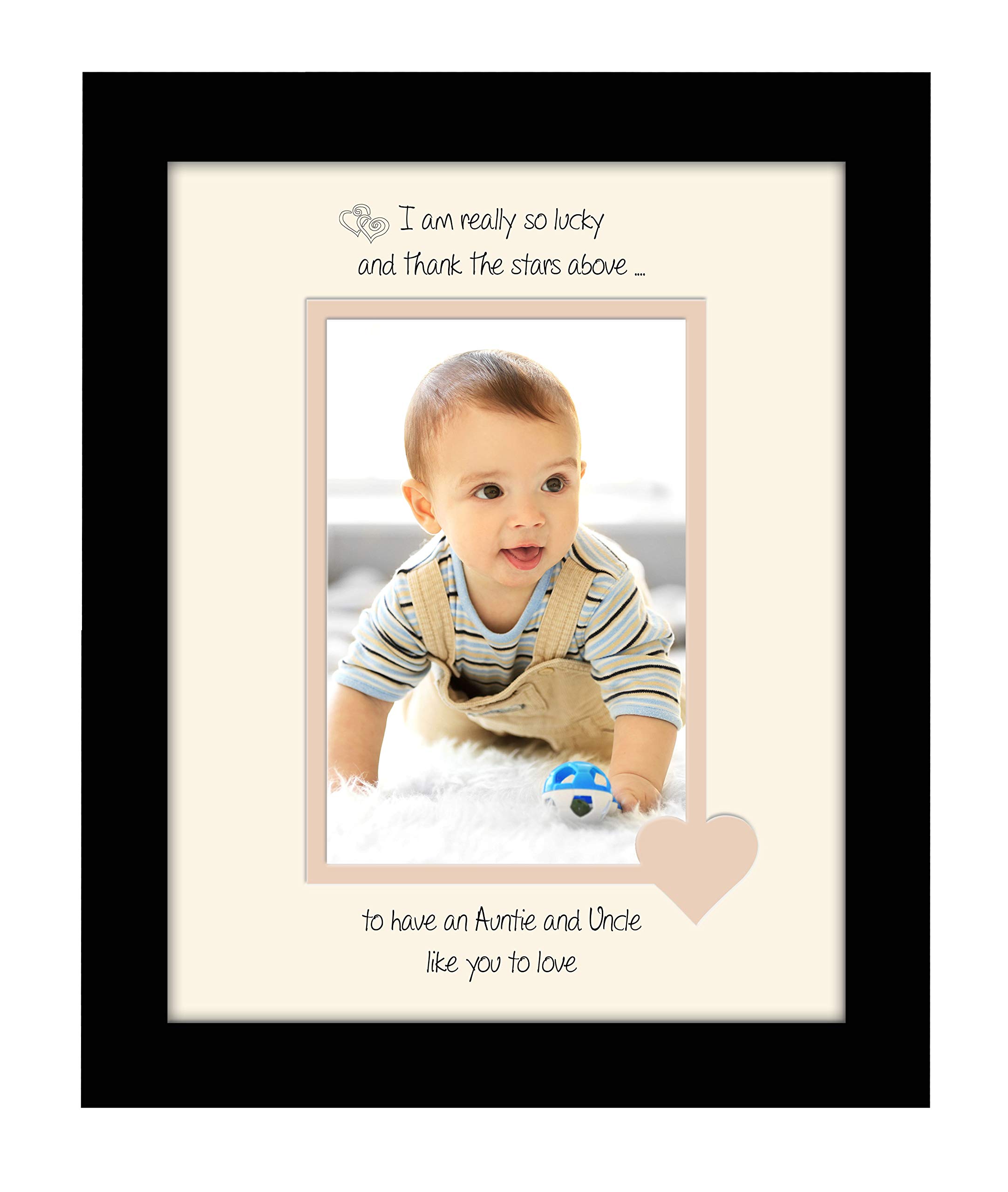 Photos in a Word Auntie and Uncle Photo Frame I Thank the Stars Portrait 1052F Double Mounted Quality Gift (Black Finish Frame Cream Mount Beige Inside)