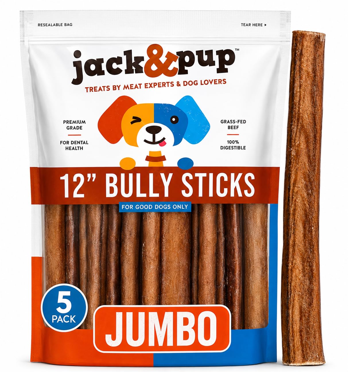 Jack&Pup 12 Inch Jumbo Bully Sticks