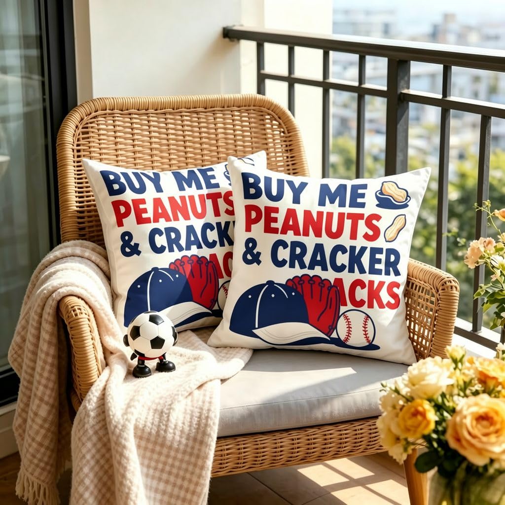 Baseball Throw Pillow Cover, Linen Cushion Cover-12x12