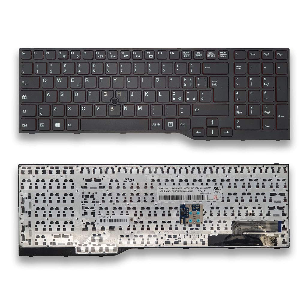 new net Keyboards - Tastiera Italiana Compatibile con Notebook Fujitsu CP690609-01 CP670825-04 CP629309-03671200484 CP691002-XX MP-12S96D0JD85W MP-12S93SUHD85W con Trackpoint